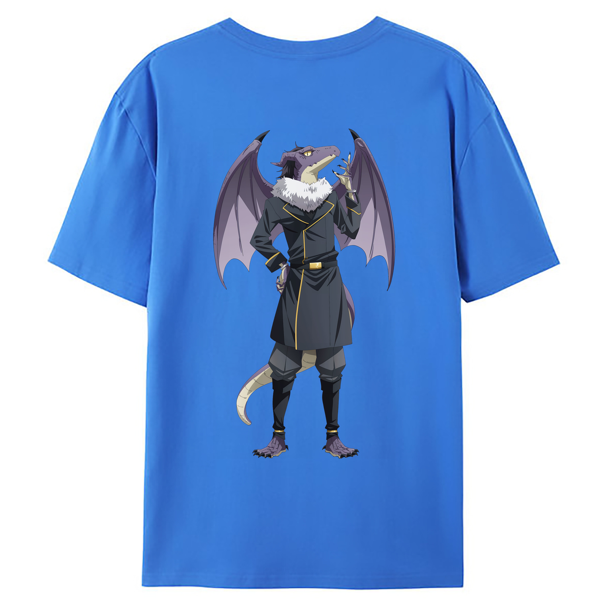 （画像用） 転スラ Regarding Reincarnated to Slime 綿100％ メンズ半袖Tシャツ（バックプリント） 通気性