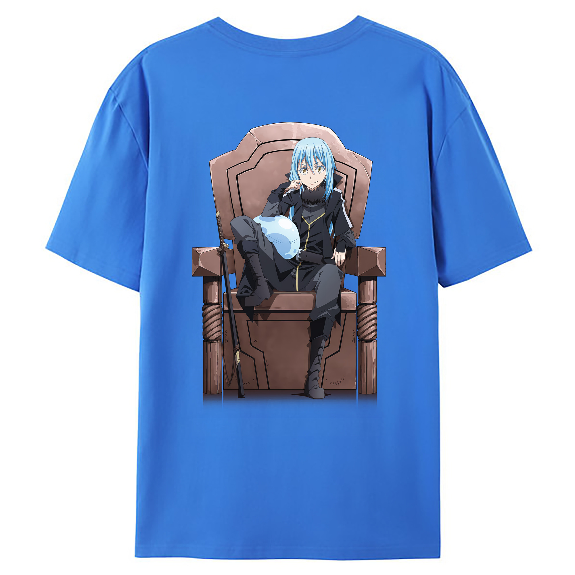 （画像用） 転スラ Regarding Reincarnated to Slime 綿100％ メンズ半袖Tシャツ（バックプリント） 通気性