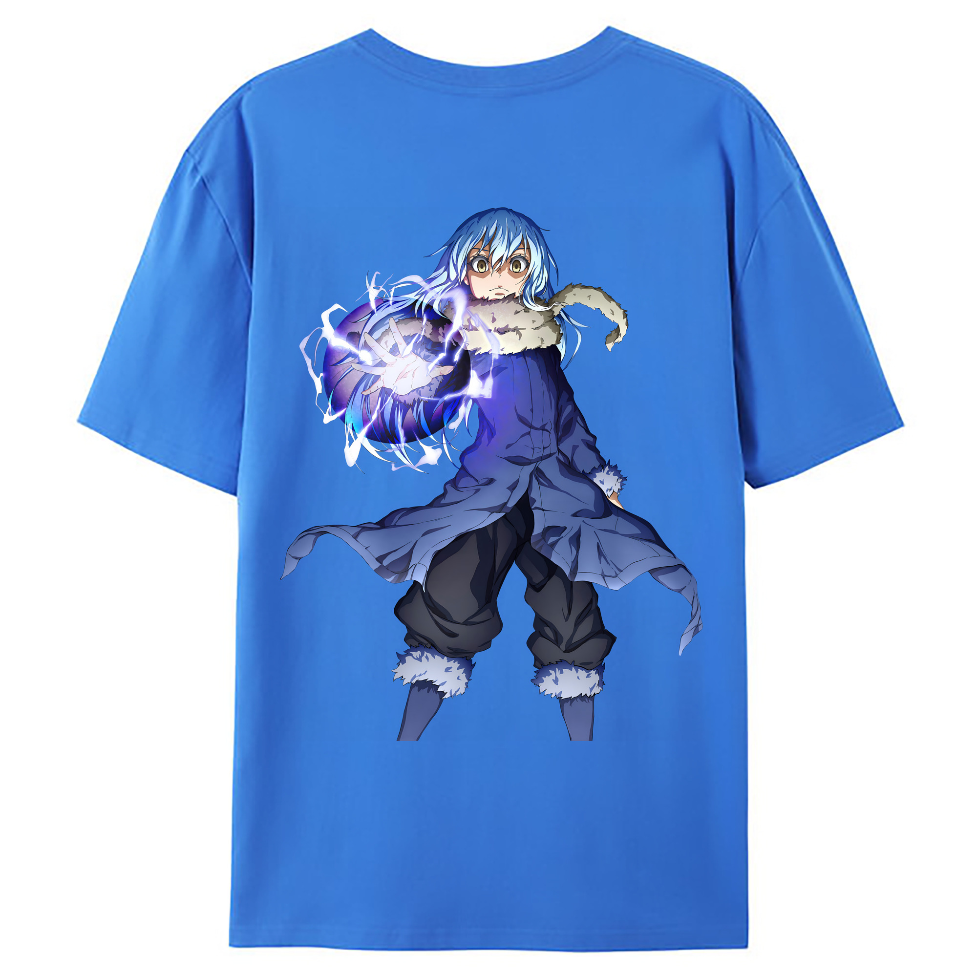 （画像用） 転スラ Regarding Reincarnated to Slime 綿100％ メンズ半袖Tシャツ（バックプリント） 通気性