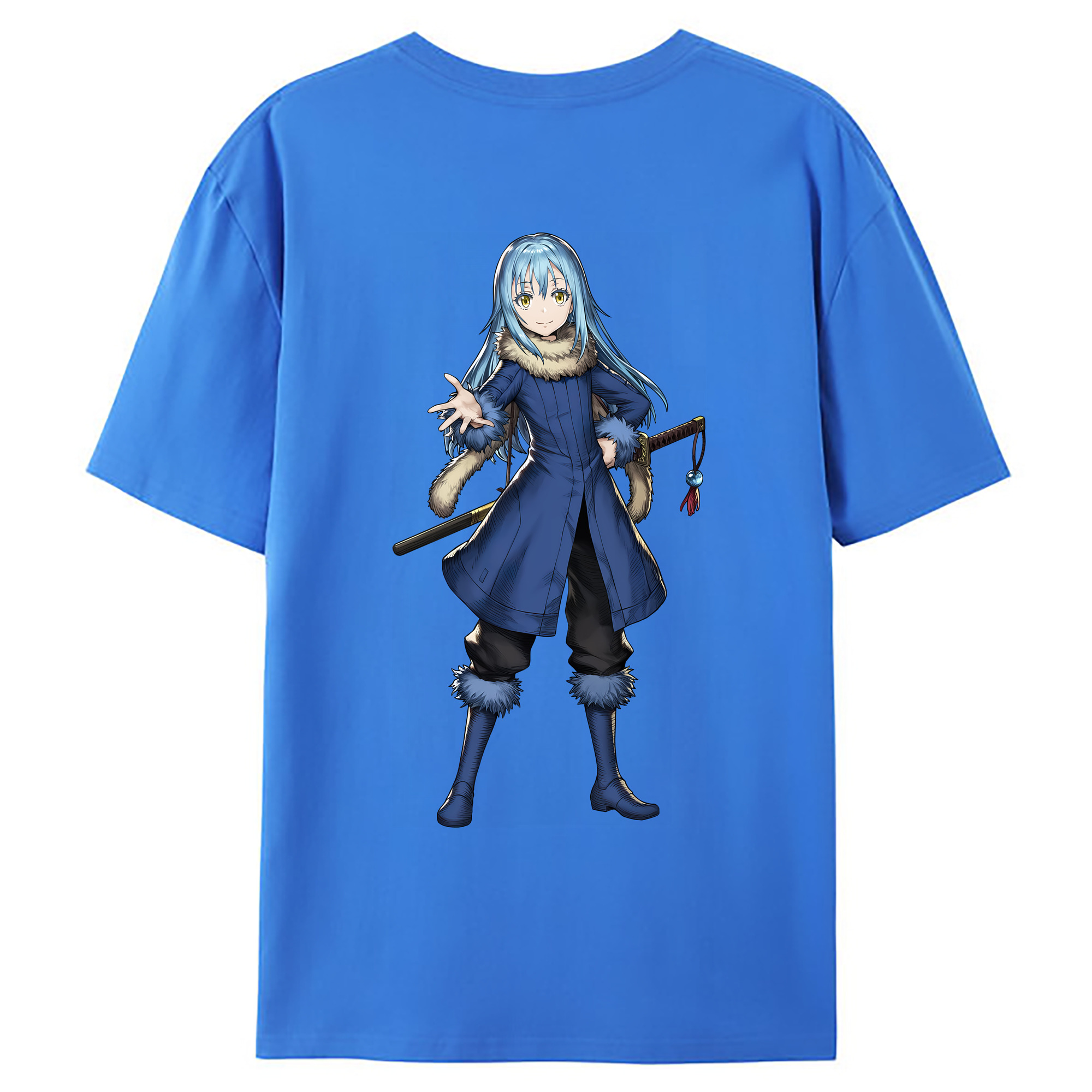 （画像用） 転スラ Regarding Reincarnated to Slime 綿100％ メンズ半袖Tシャツ（バックプリント） 通気性