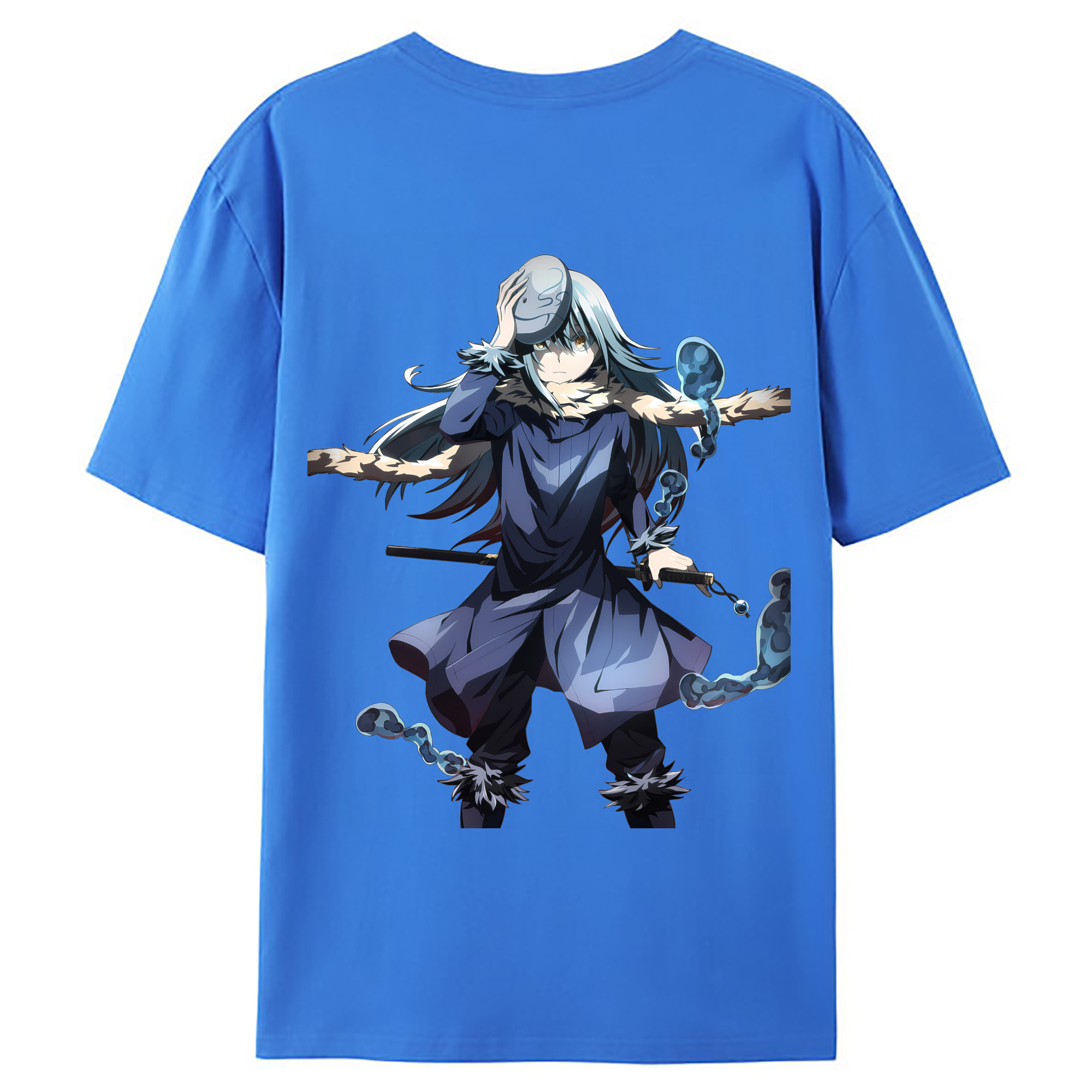 （画像用） 転スラ Regarding Reincarnated to Slime 綿100％ メンズ半袖Tシャツ（バックプリント） 通気性