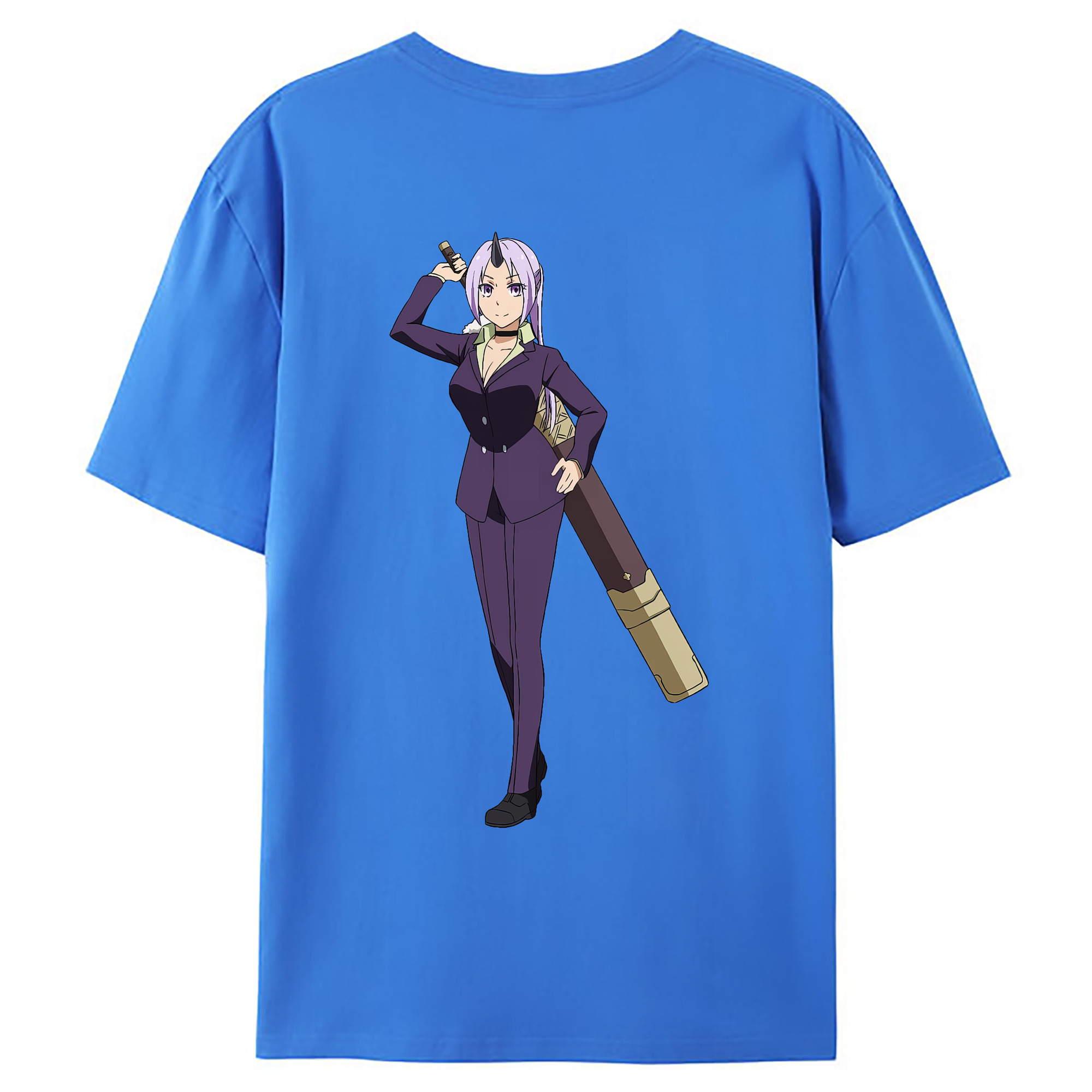 （画像用） 転スラ Regarding Reincarnated to Slime 綿100％ メンズ半袖Tシャツ（バックプリント） 通気性