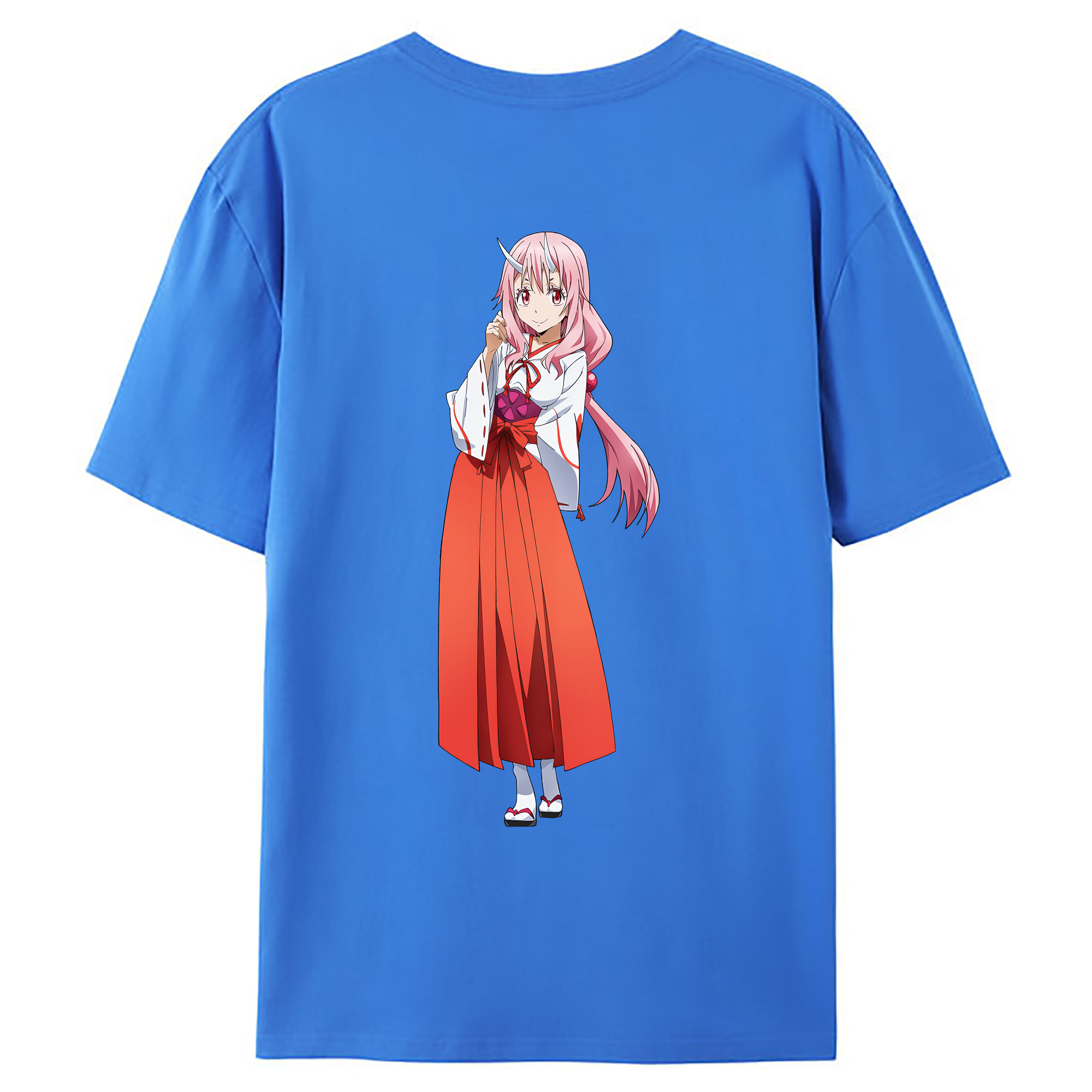 （画像用） 転スラ Regarding Reincarnated to Slime 綿100％ メンズ半袖Tシャツ（バックプリント） 通気性