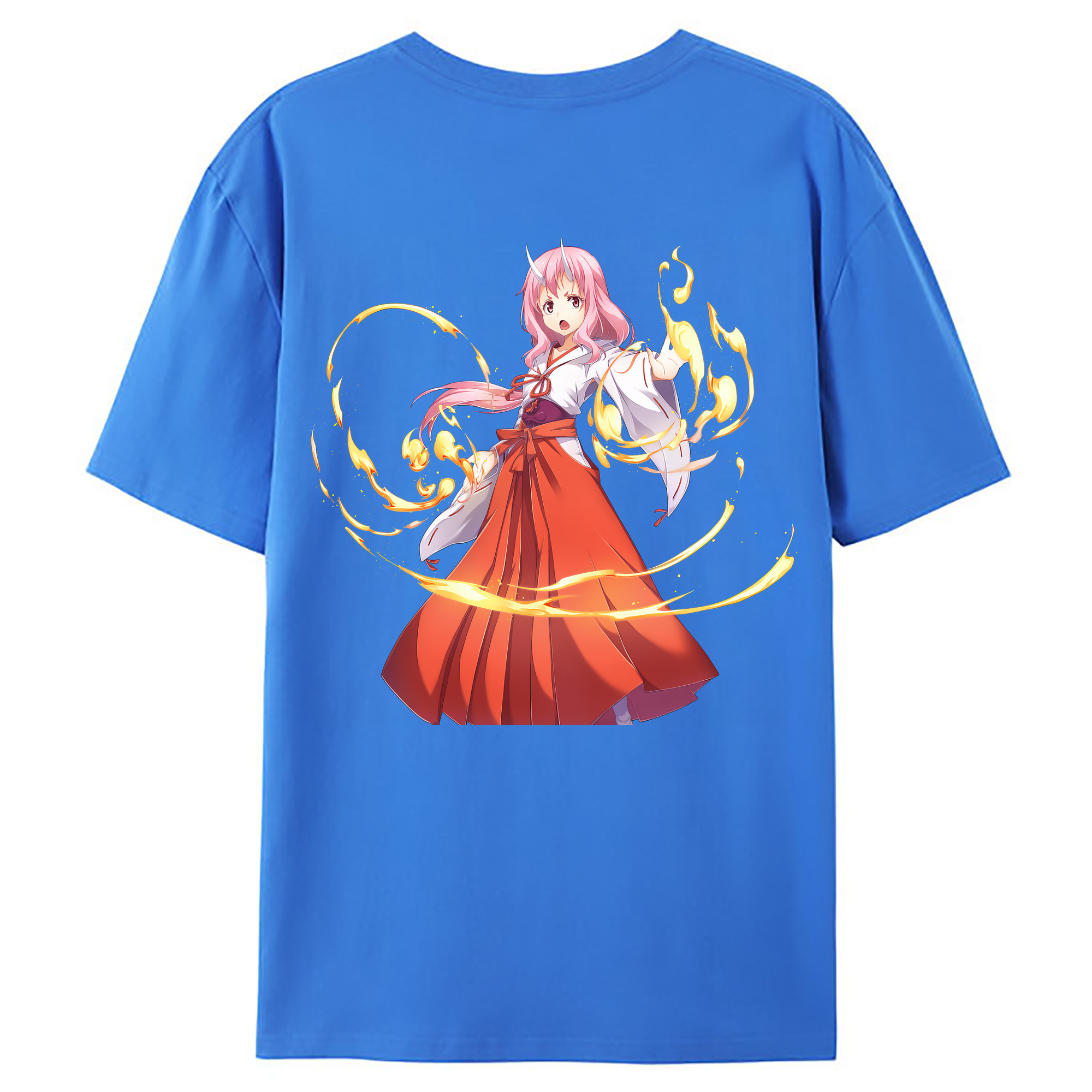 （画像用） 転スラ Regarding Reincarnated to Slime 綿100％ メンズ半袖Tシャツ（バックプリント） 通気性