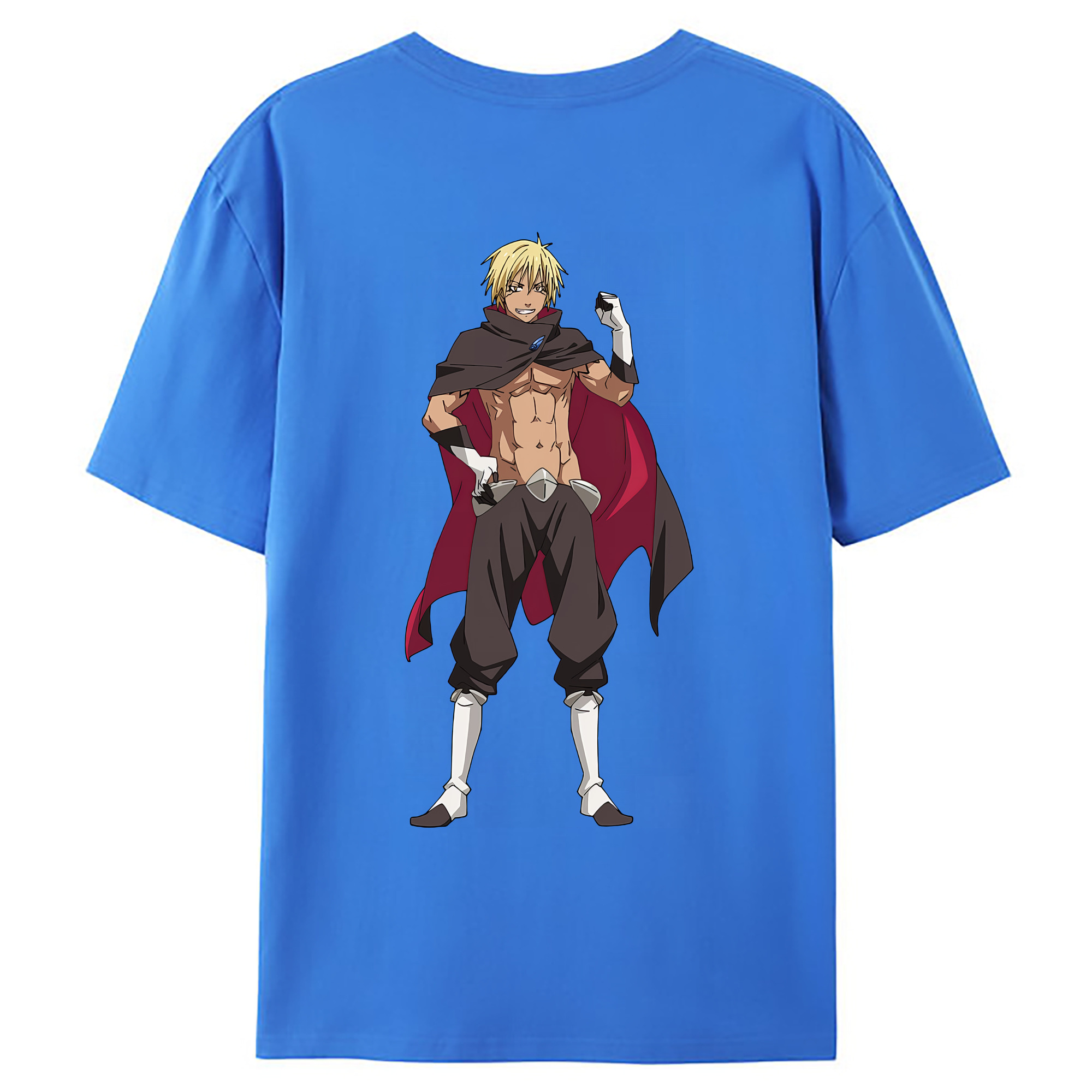 （画像用） 転スラ Regarding Reincarnated to Slime 綿100％ メンズ半袖Tシャツ（バックプリント） 通気性