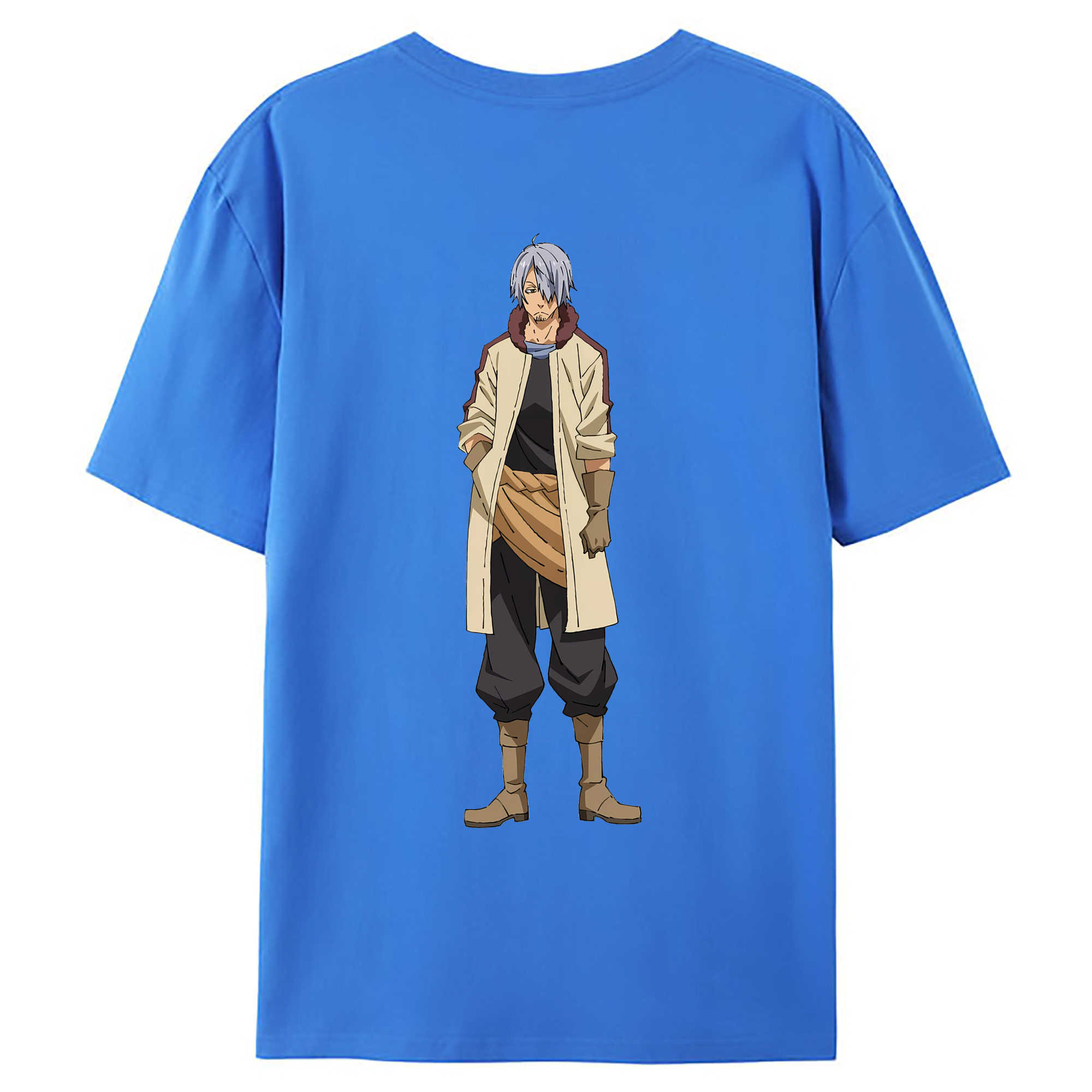（画像用） 転スラ Regarding Reincarnated to Slime 綿100％ メンズ半袖Tシャツ（バックプリント） 通気性