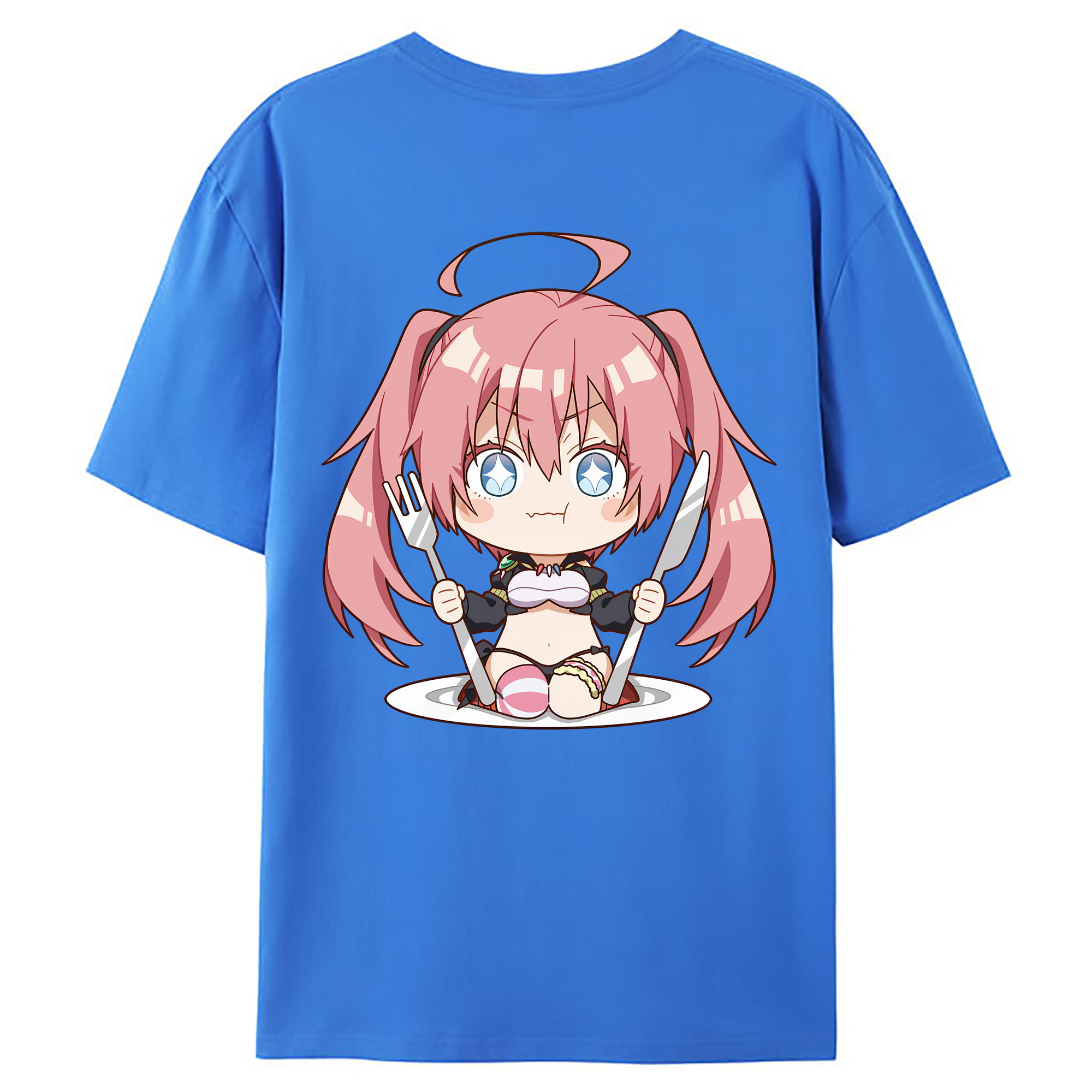 （画像用） 転スラ Regarding Reincarnated to Slime 綿100％ メンズ半袖Tシャツ（バックプリント） 通気性