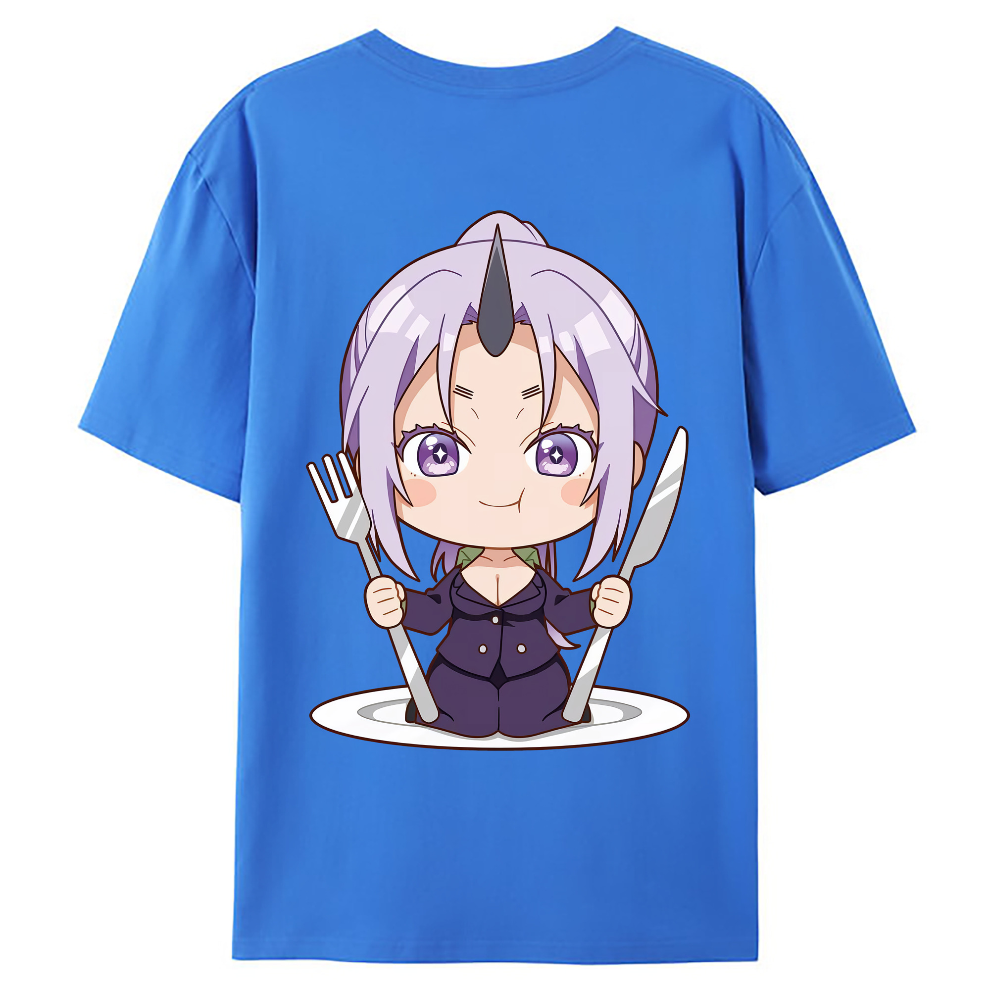 （画像用） 転スラ Regarding Reincarnated to Slime 綿100％ メンズ半袖Tシャツ（バックプリント） 通気性