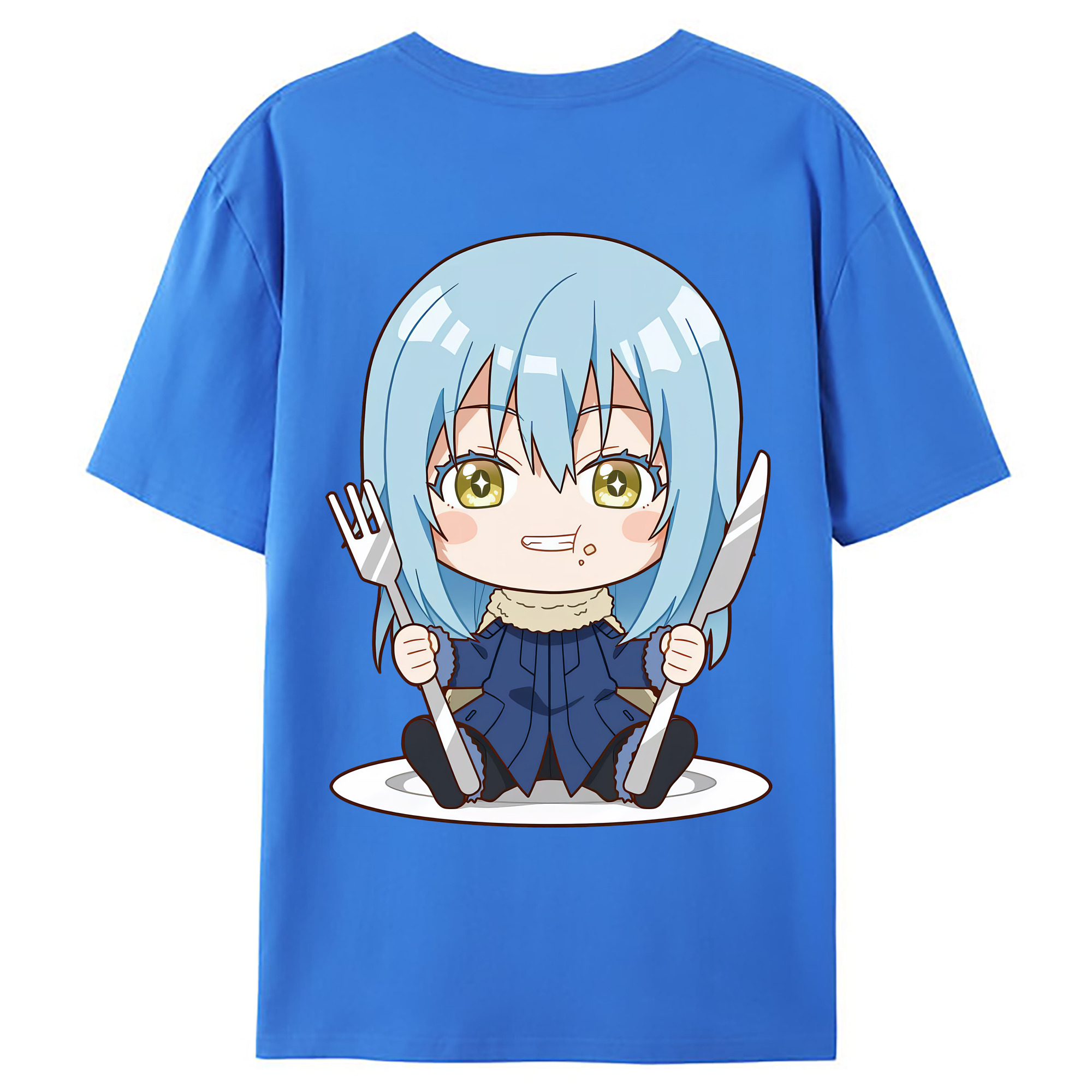 （画像用） 転スラ Regarding Reincarnated to Slime 綿100％ メンズ半袖Tシャツ（バックプリント） 通気性