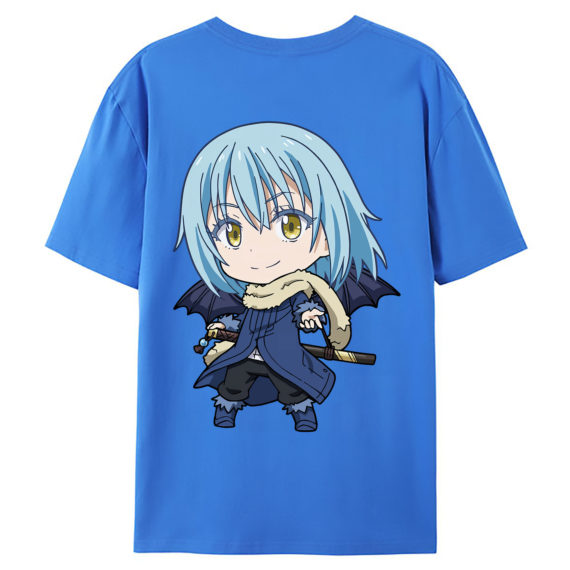 （画像用） 転スラ Regarding Reincarnated to Slime 綿100％ メンズ半袖Tシャツ（バックプリント） 通気性