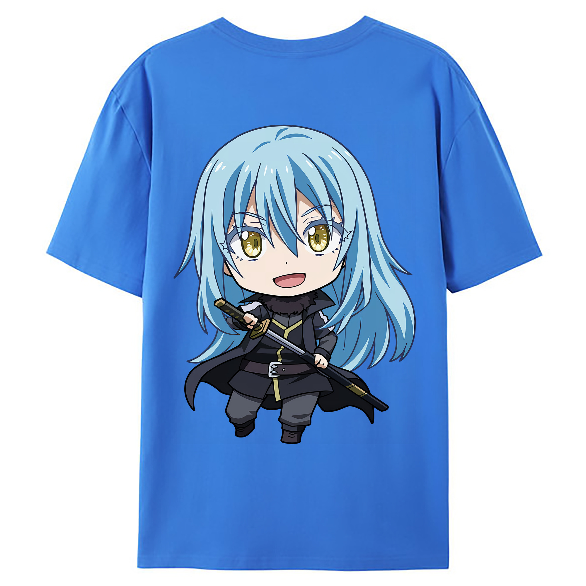 （画像用） 転スラ Regarding Reincarnated to Slime 綿100％ メンズ半袖Tシャツ（バックプリント） 通気性