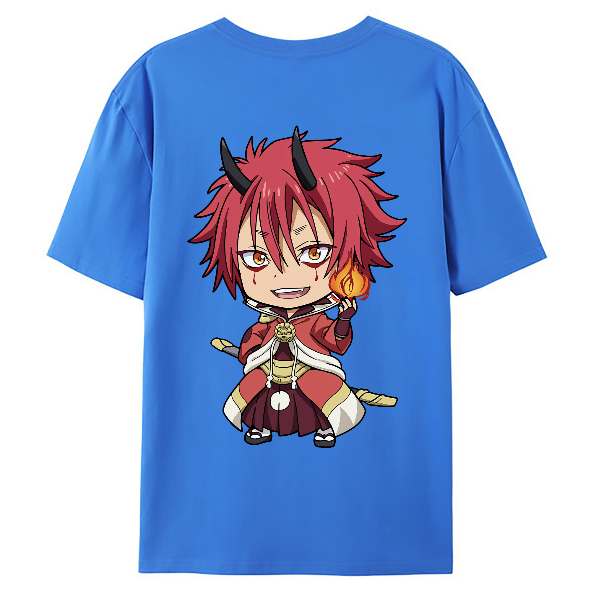 （画像用） 転スラ Regarding Reincarnated to Slime 綿100％ メンズ半袖Tシャツ（バックプリント） 通気性