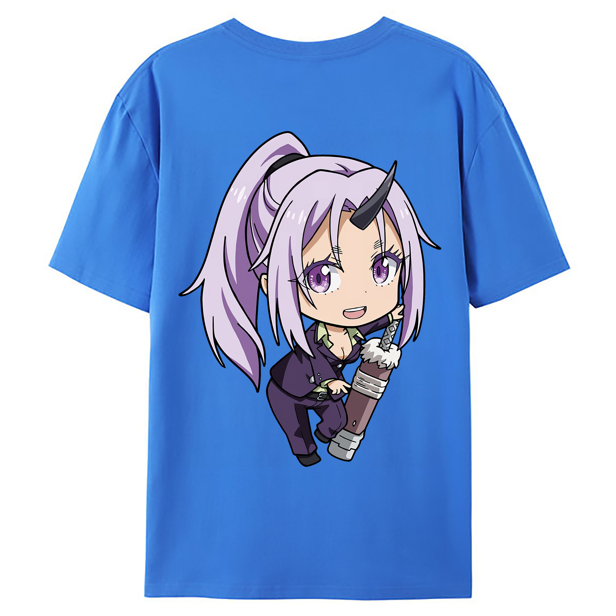 （画像用） 転スラ Regarding Reincarnated to Slime 綿100％ メンズ半袖Tシャツ（バックプリント） 通気性