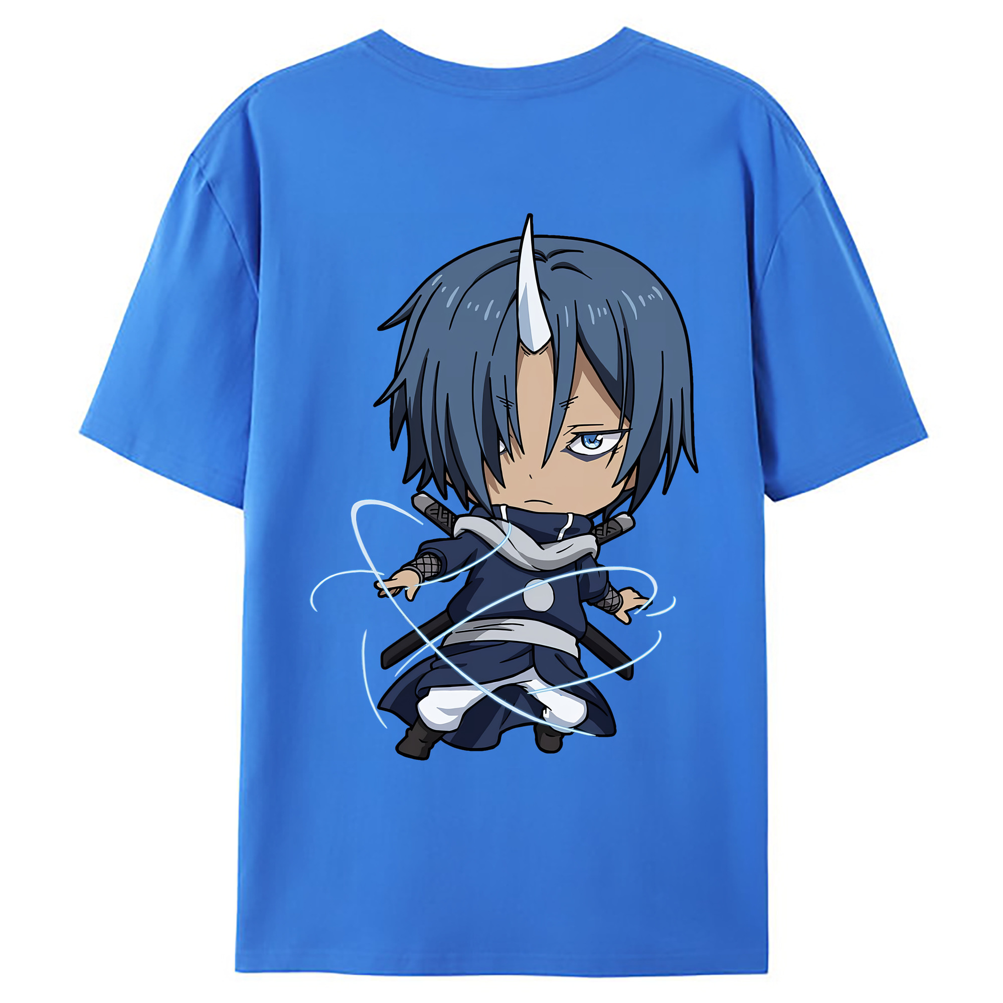 （画像用） 転スラ Regarding Reincarnated to Slime 綿100％ メンズ半袖Tシャツ（バックプリント） 通気性