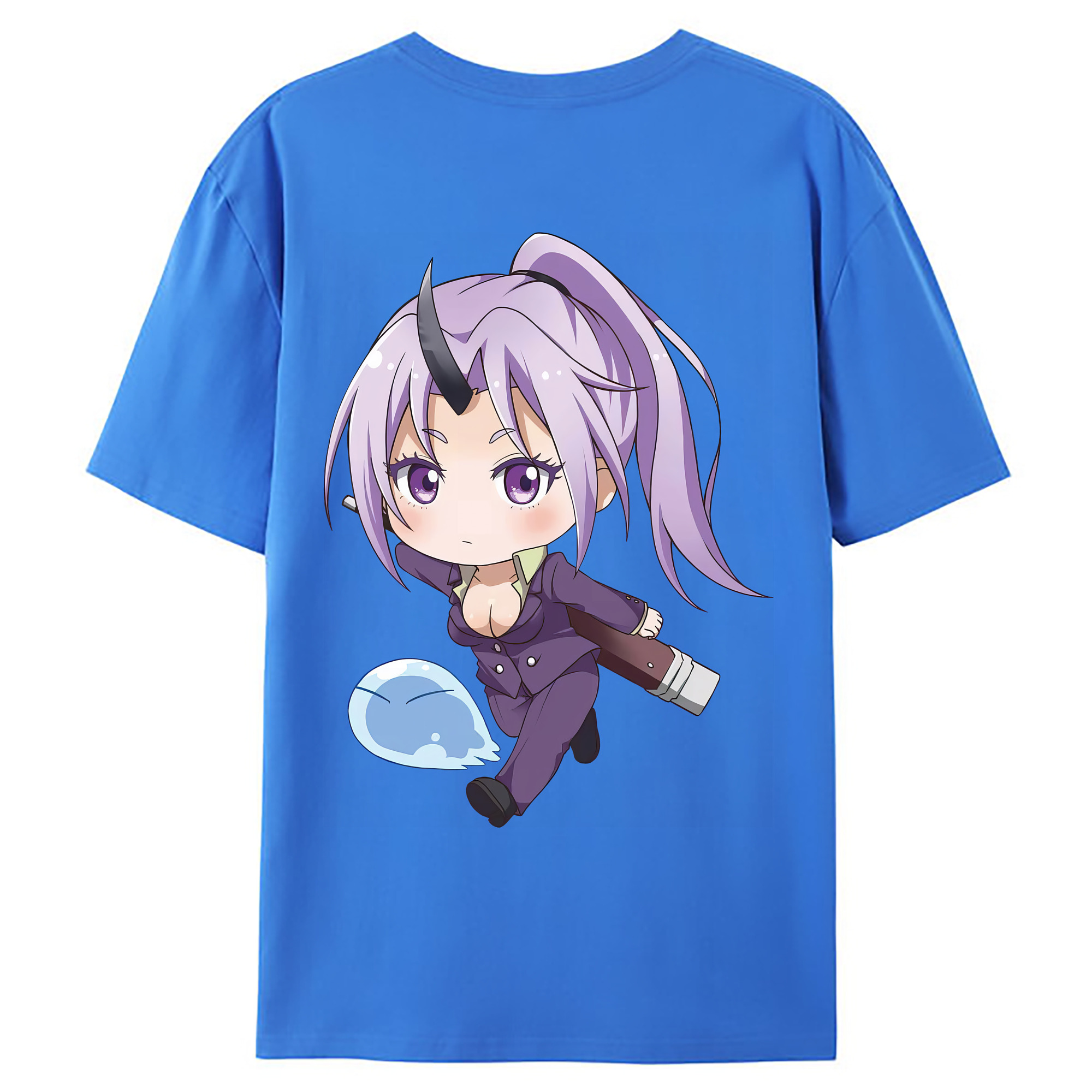 （画像用） 転スラ Regarding Reincarnated to Slime 綿100％ メンズ半袖Tシャツ（バックプリント） 通気性