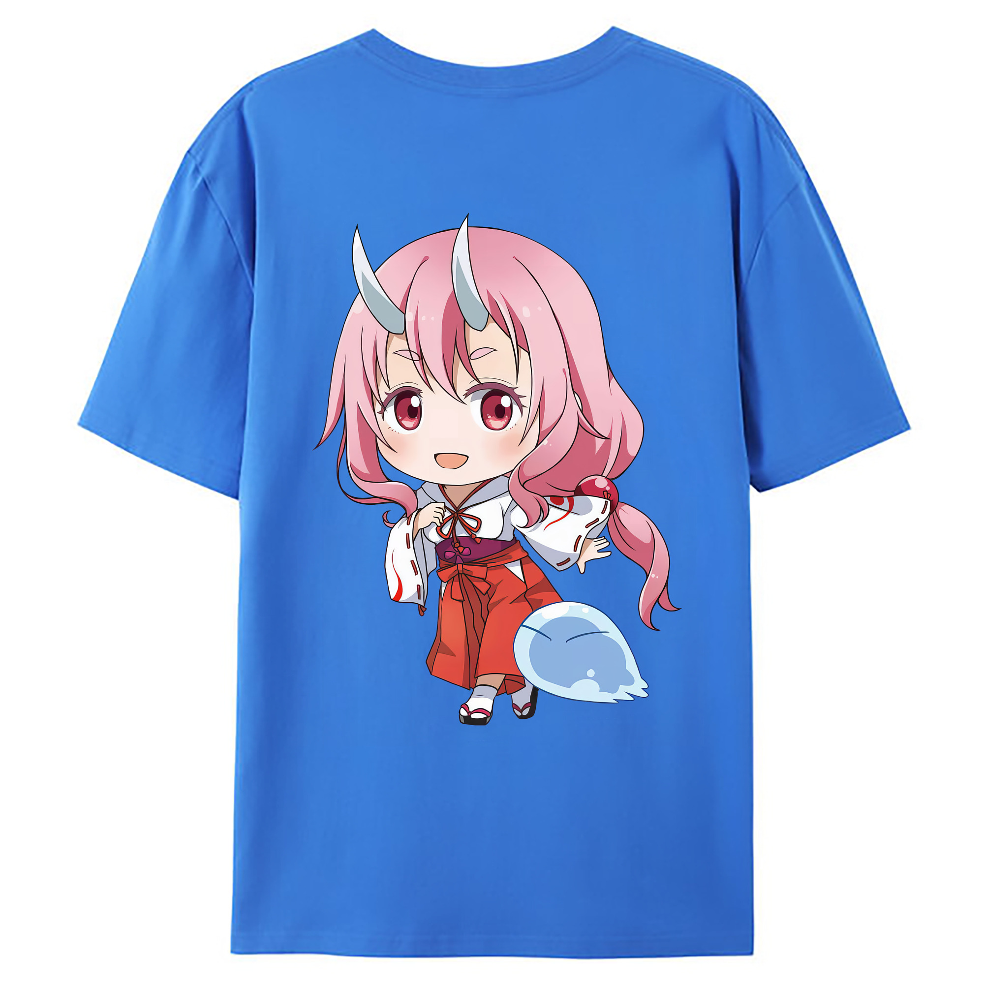 （画像用） 転スラ Regarding Reincarnated to Slime 綿100％ メンズ半袖Tシャツ（バックプリント） 通気性