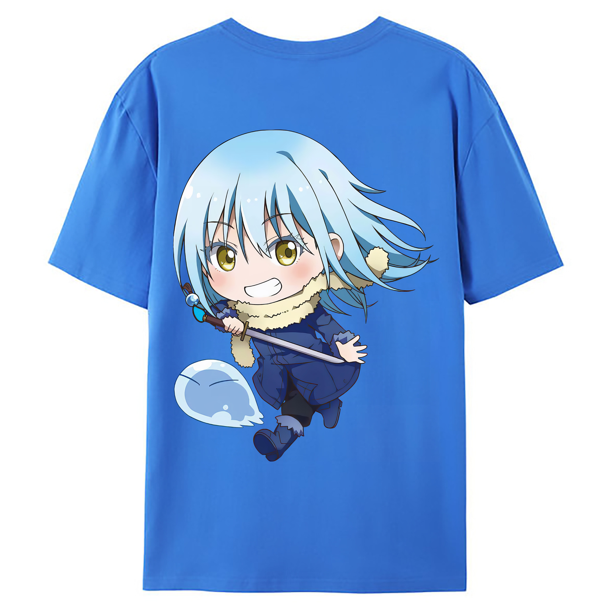 （画像用） 転スラ Regarding Reincarnated to Slime 綿100％ メンズ半袖Tシャツ（バックプリント） 通気性