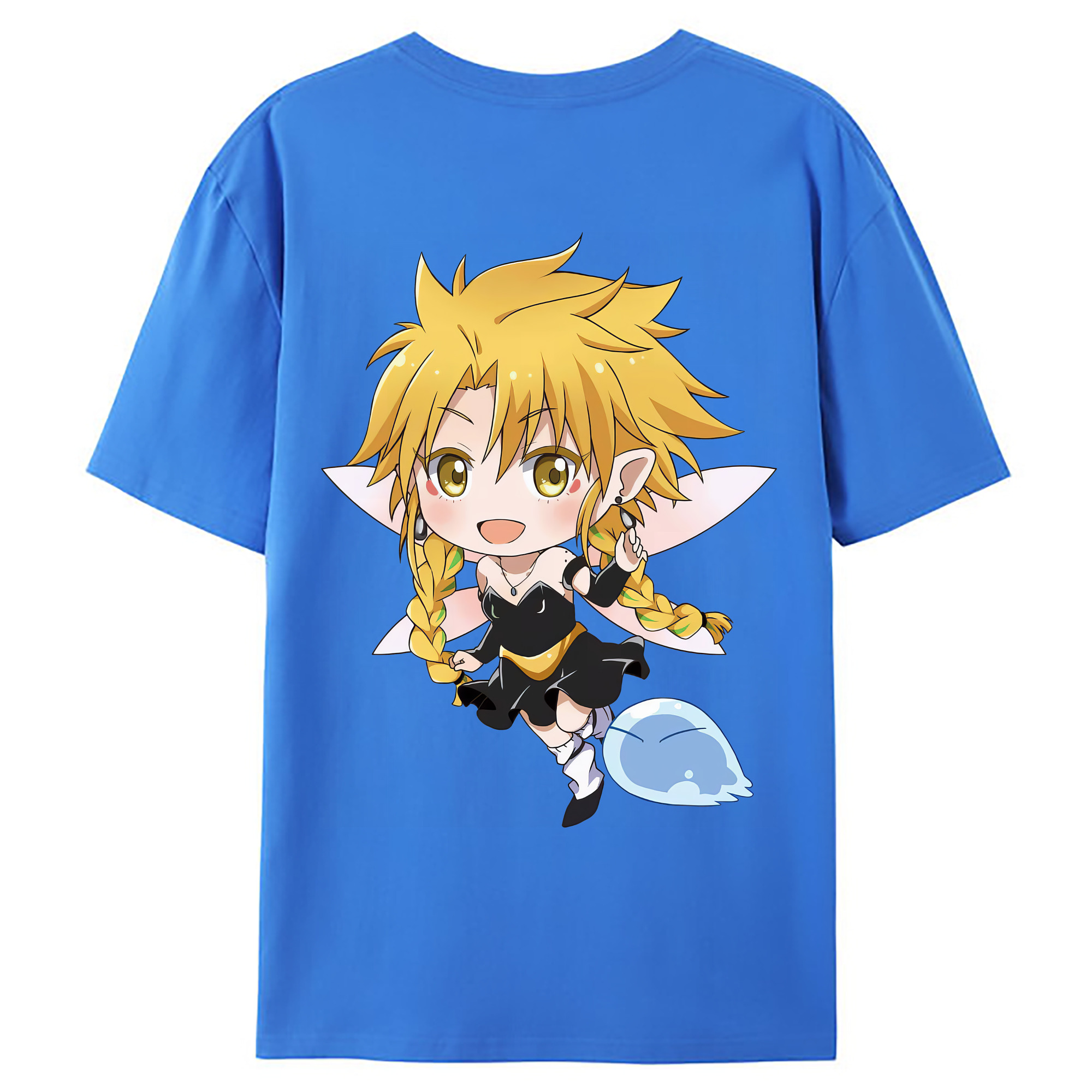（画像用） 転スラ Regarding Reincarnated to Slime 綿100％ メンズ半袖Tシャツ（バックプリント） 通気性