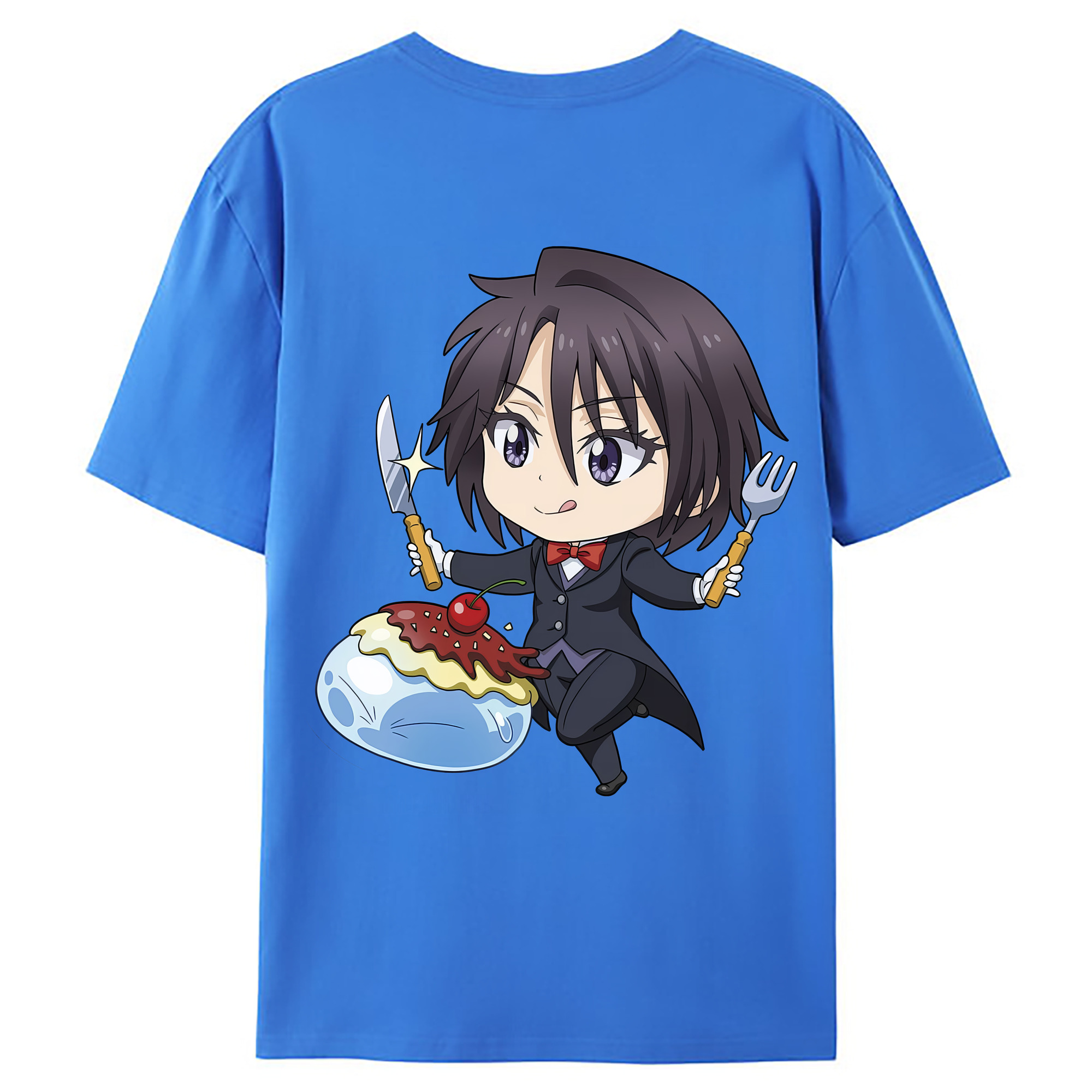 （画像用） 転スラ Regarding Reincarnated to Slime 綿100％ メンズ半袖Tシャツ（バックプリント） 通気性