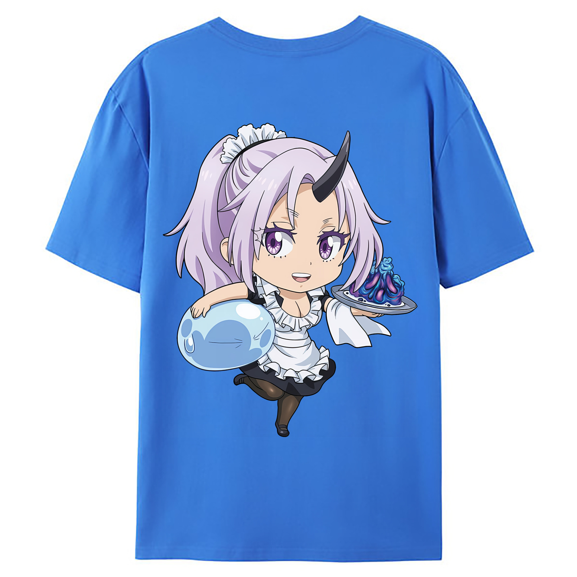 （画像用） 転スラ Regarding Reincarnated to Slime 綿100％ メンズ半袖Tシャツ（バックプリント） 通気性