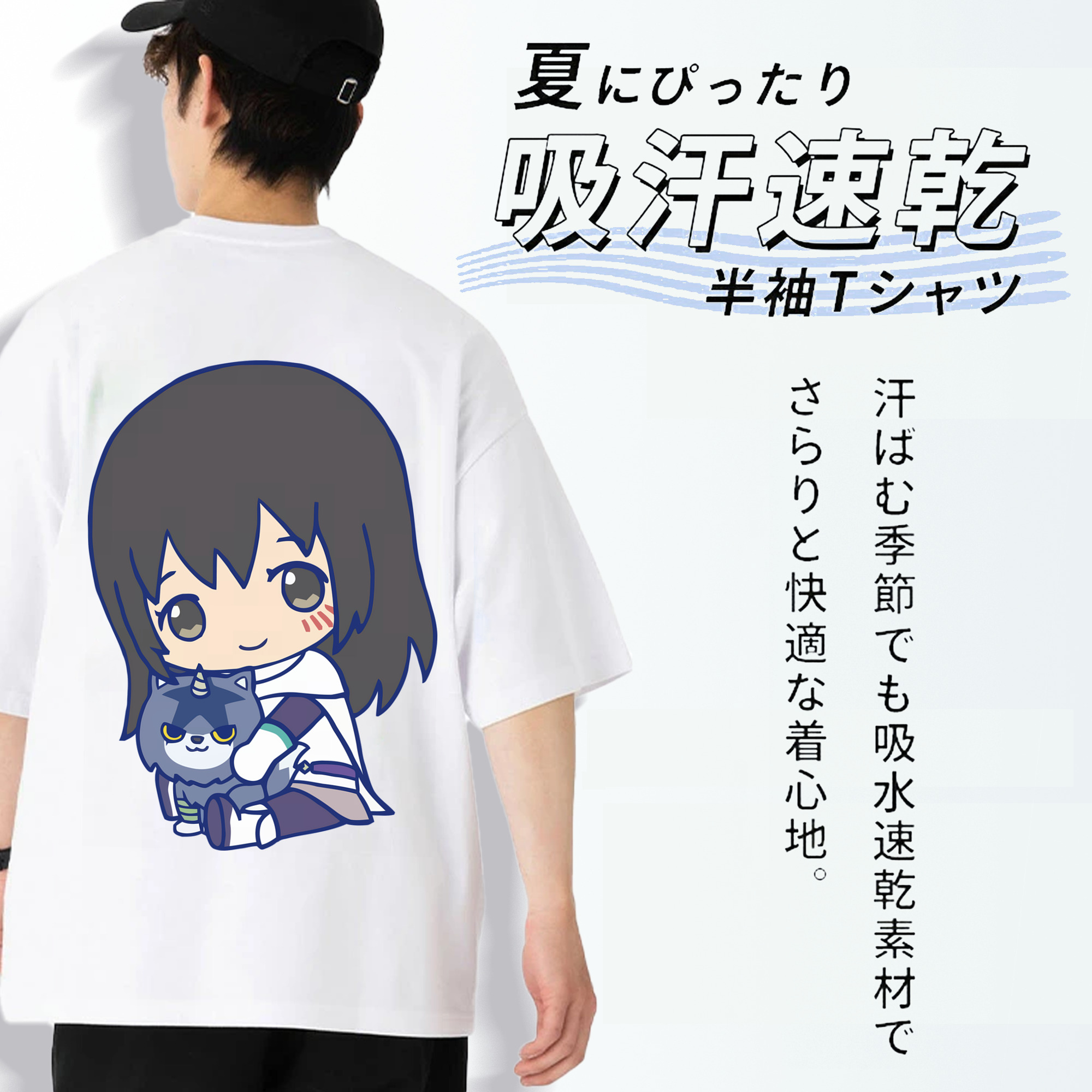 転スラ Regarding Reincarnated to Slime 綿100％ メンズ半袖Tシャツ（バックプリント） 通気性