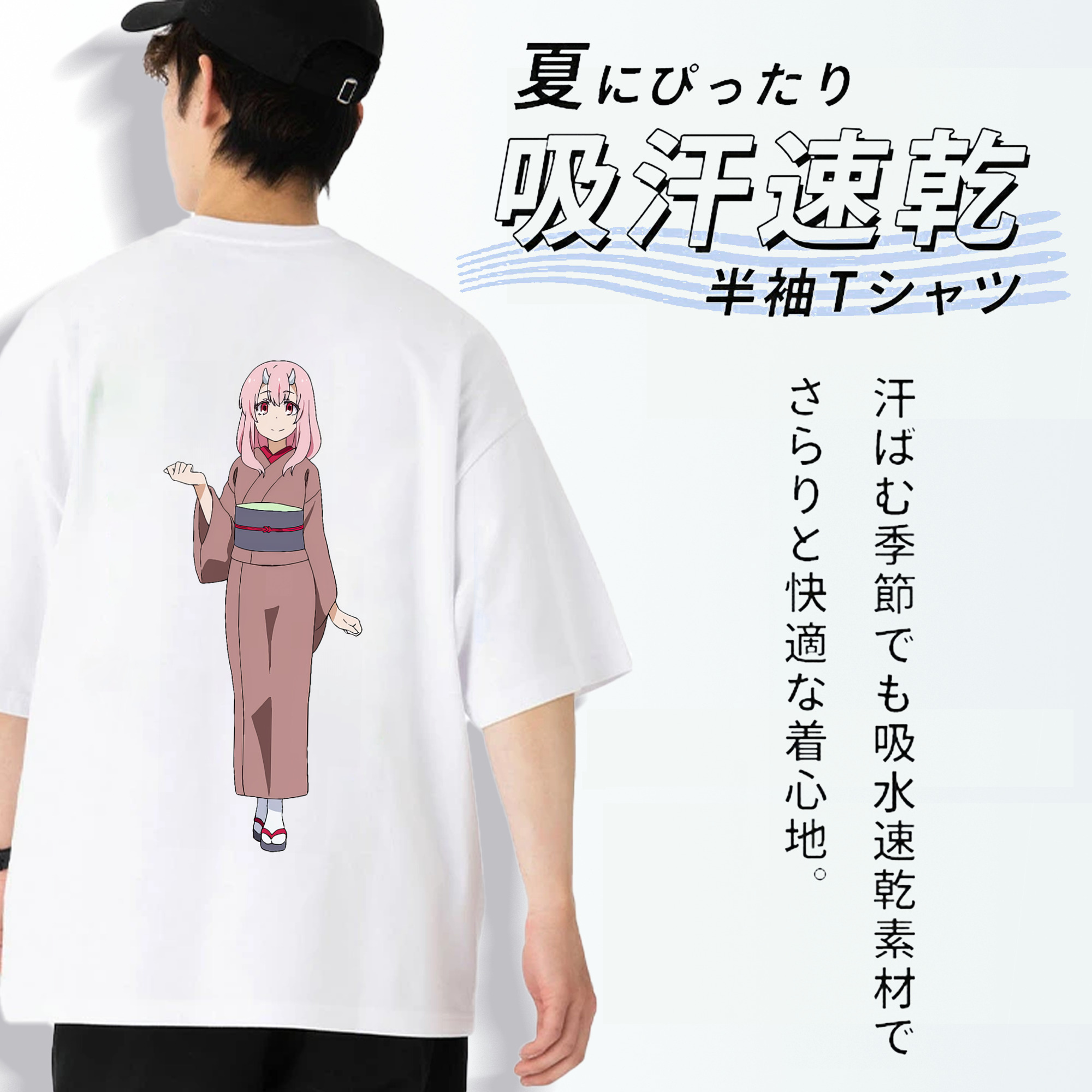転スラ Regarding Reincarnated to Slime 綿100％ メンズ半袖Tシャツ（バックプリント） 通気性
