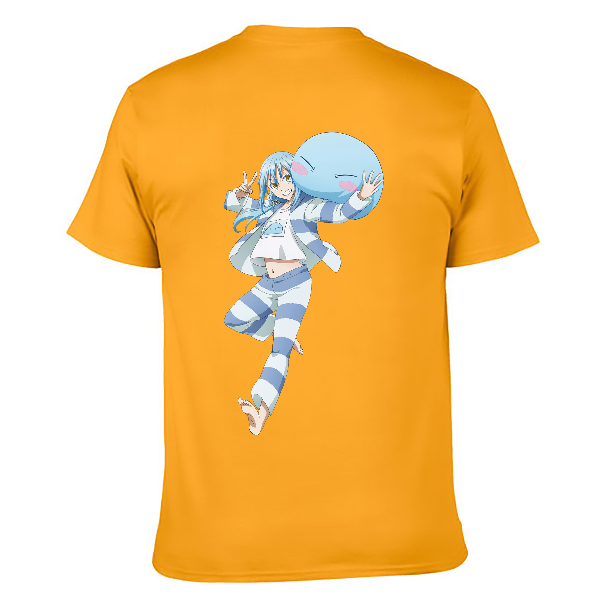 （画像用） 転スラ Regarding Reincarnated to Slime 綿100％ メンズ半袖Tシャツ（バックプリント） 通気性