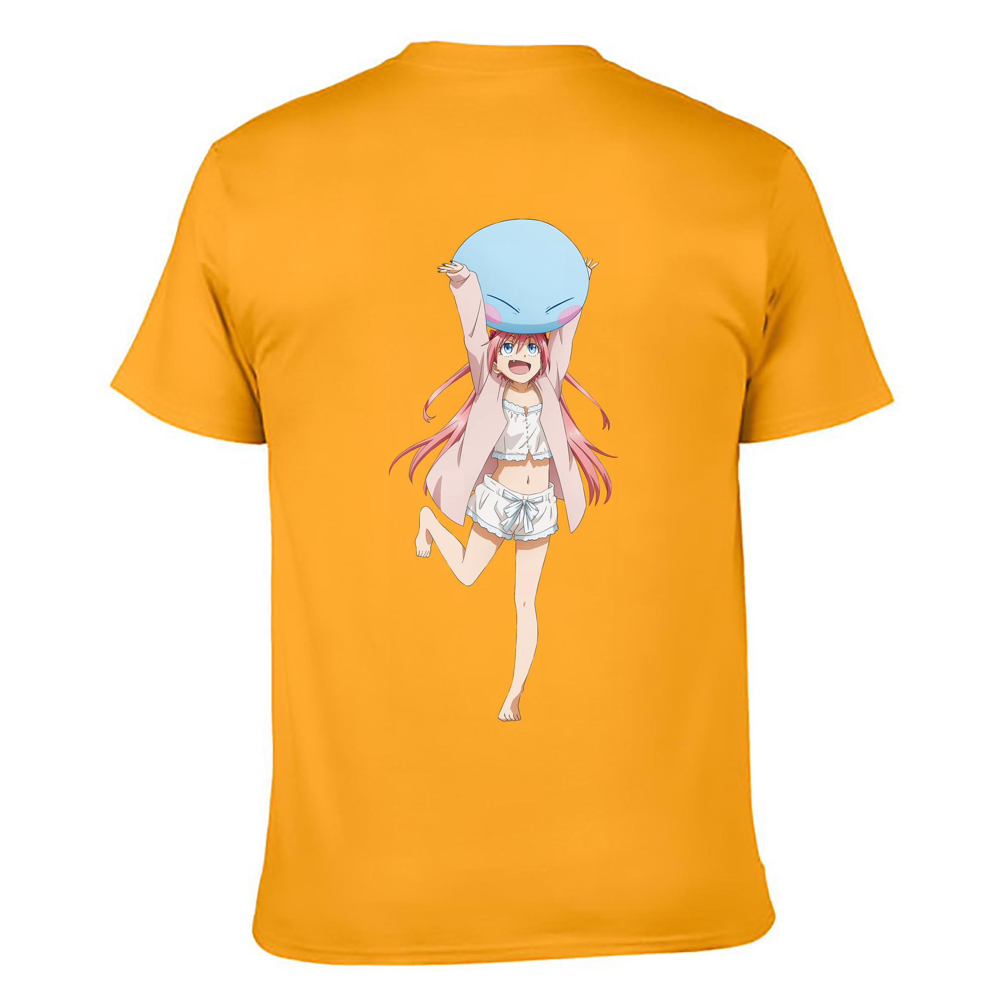 （画像用） 転スラ Regarding Reincarnated to Slime 綿100％ メンズ半袖Tシャツ（バックプリント） 通気性