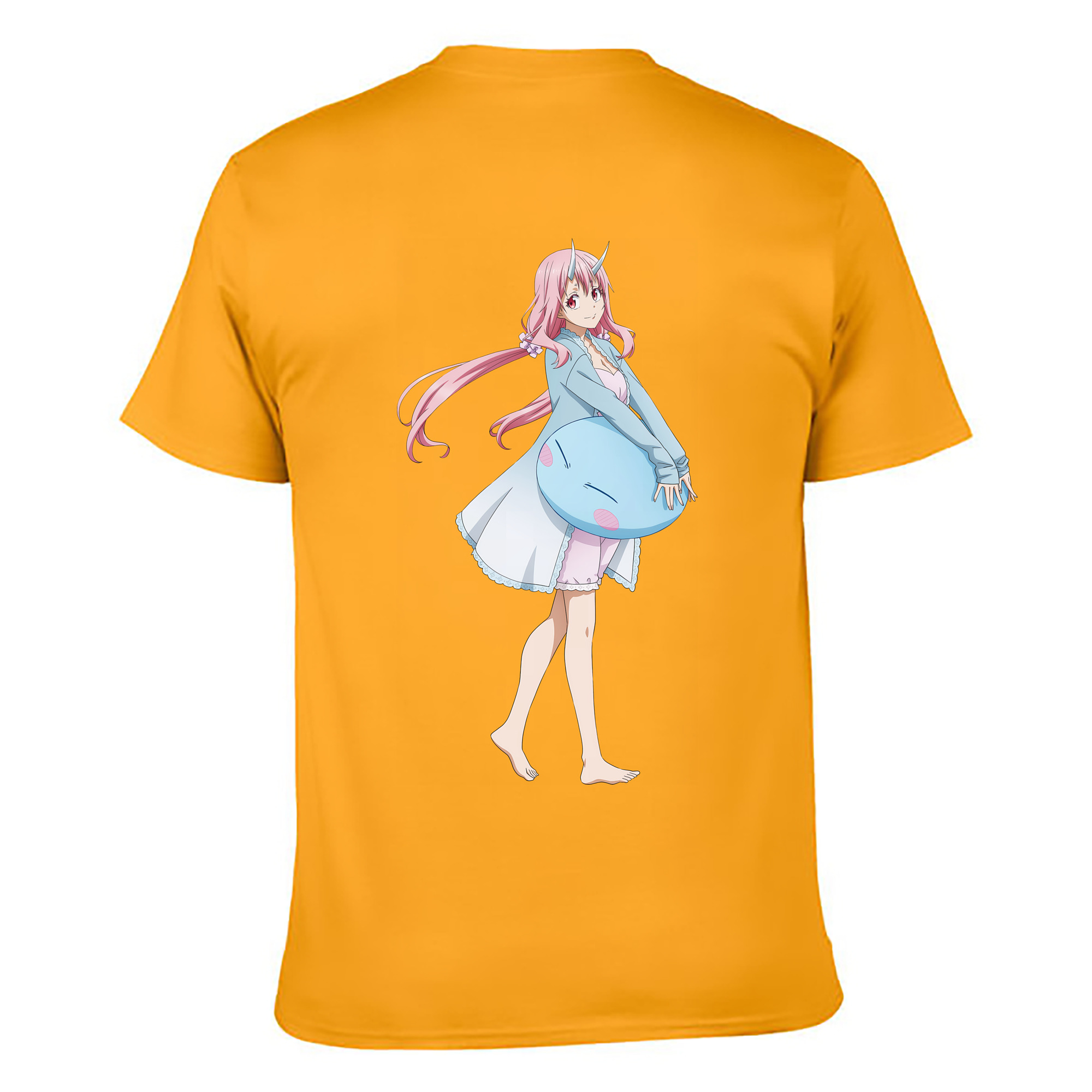 （画像用） 転スラ Regarding Reincarnated to Slime 綿100％ メンズ半袖Tシャツ（バックプリント） 通気性