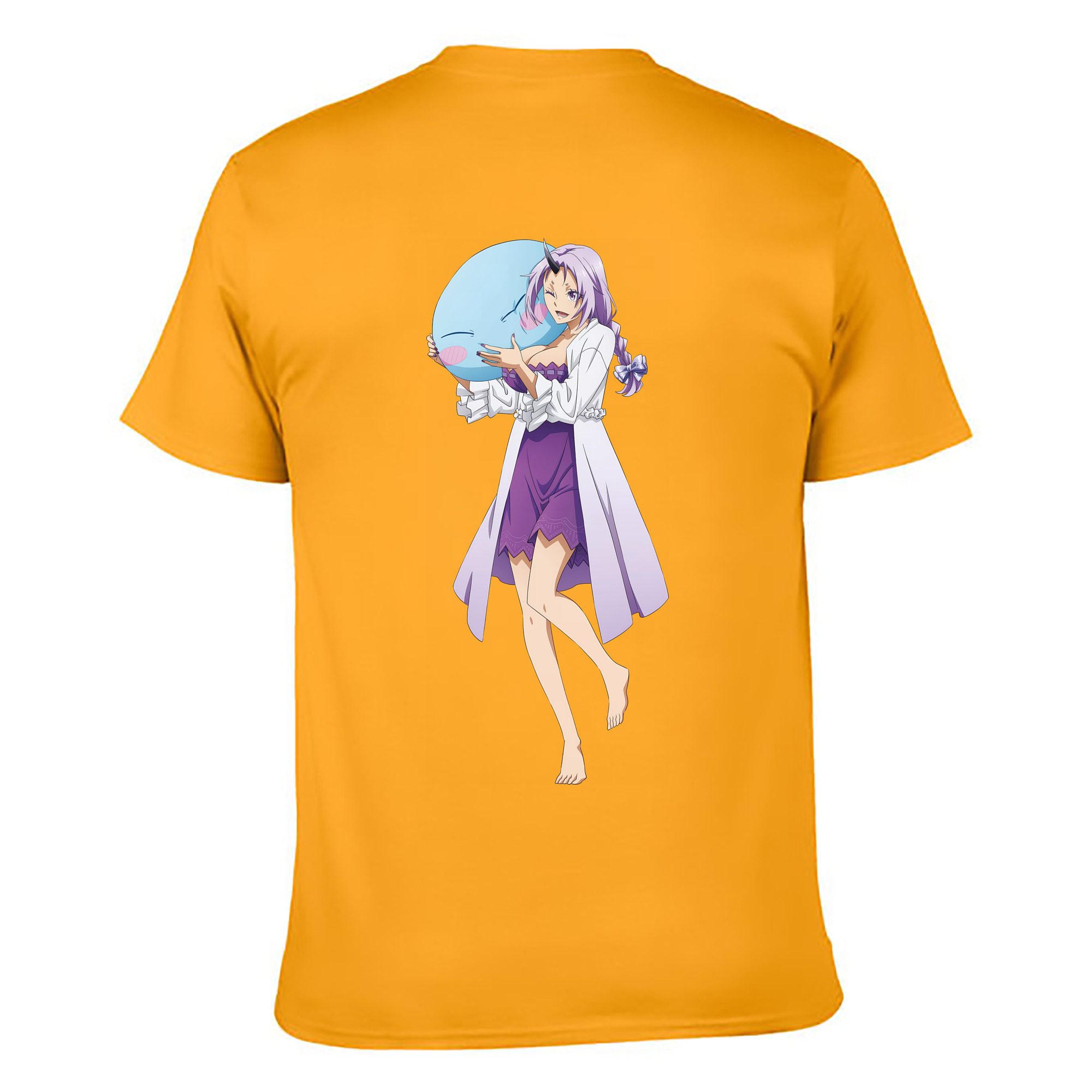 （画像用） 転スラ Regarding Reincarnated to Slime 綿100％ メンズ半袖Tシャツ（バックプリント） 通気性