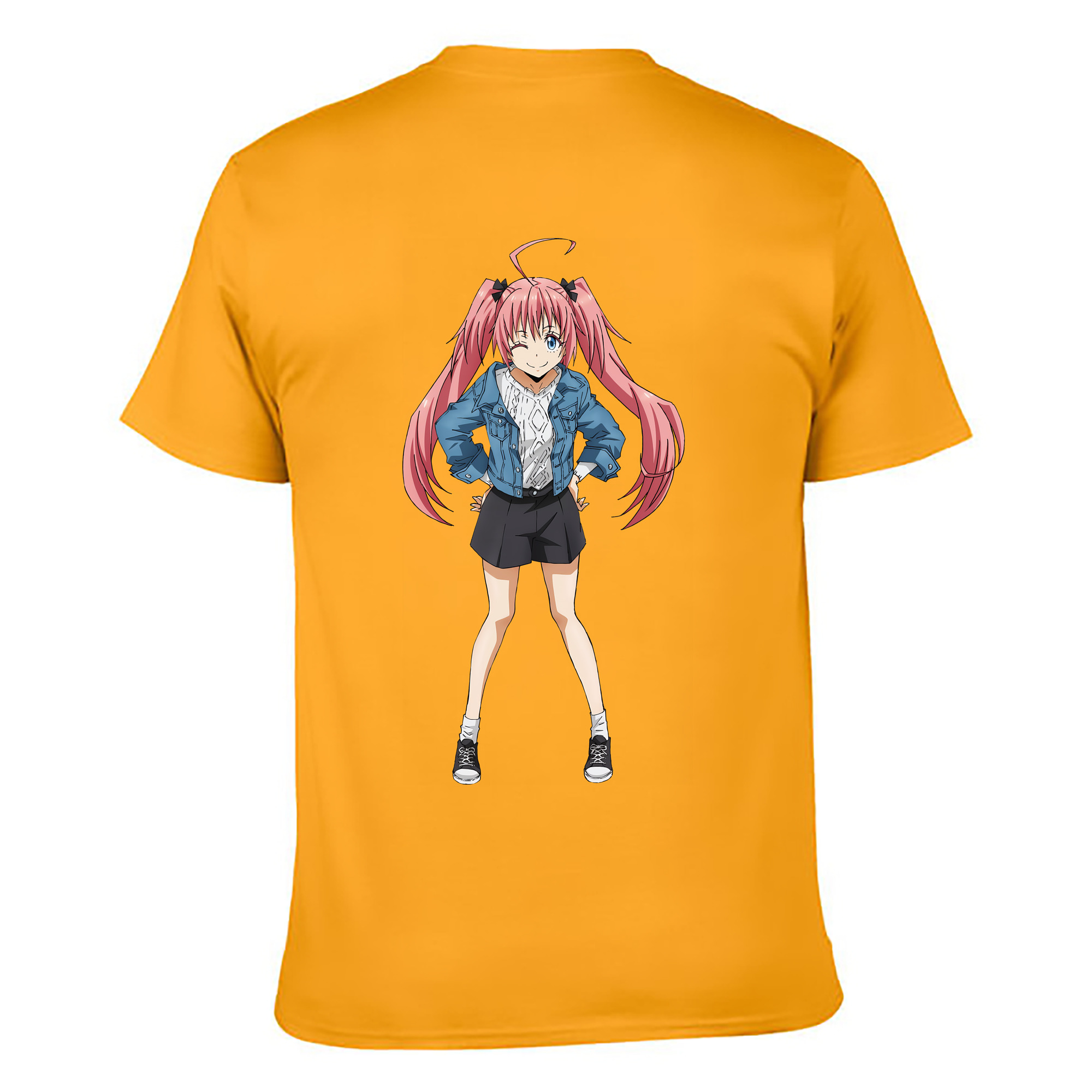 （画像用） 転スラ Regarding Reincarnated to Slime 綿100％ メンズ半袖Tシャツ（バックプリント） 通気性