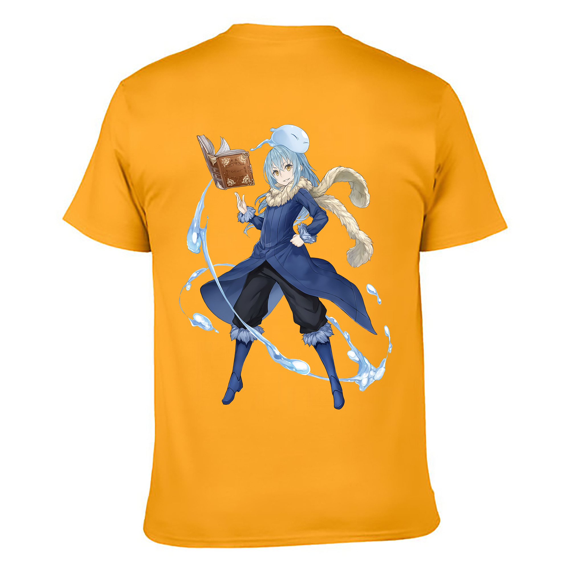 （画像用） 転スラ Regarding Reincarnated to Slime 綿100％ メンズ半袖Tシャツ（バックプリント） 通気性