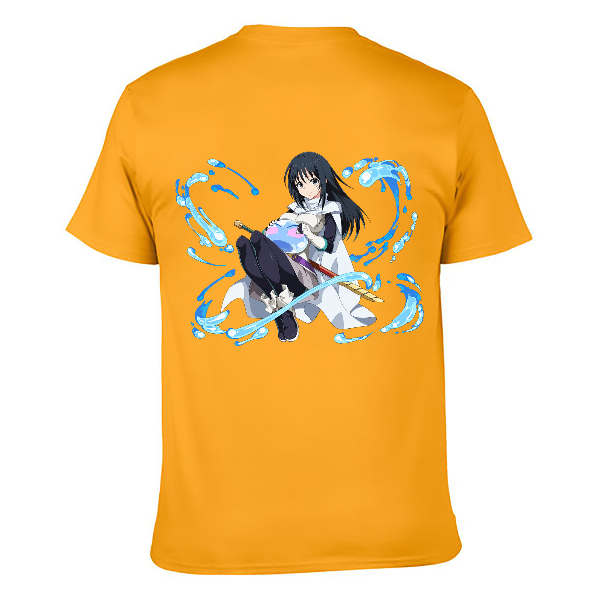 （画像用） 転スラ Regarding Reincarnated to Slime 綿100％ メンズ半袖Tシャツ（バックプリント） 通気性