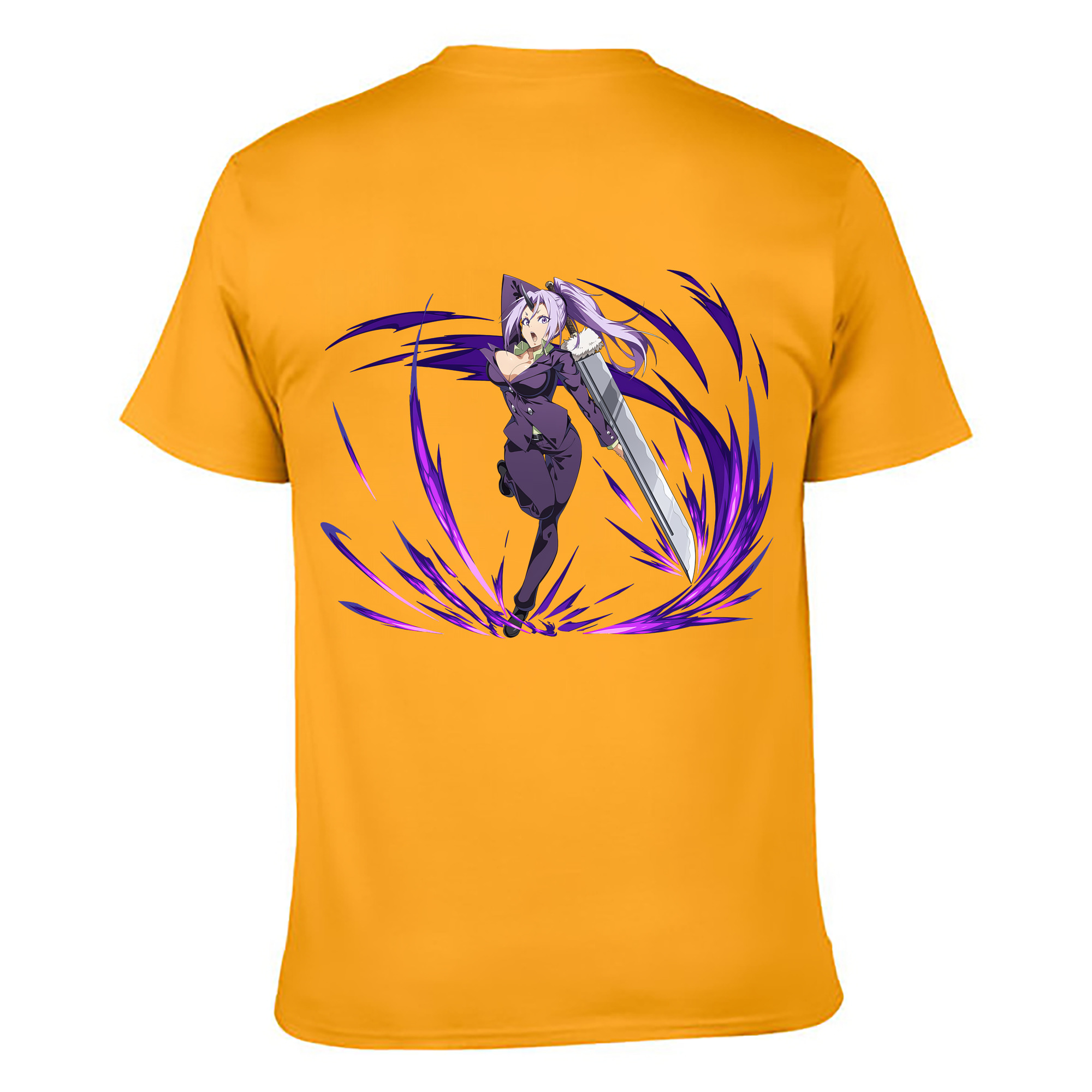 （画像用） 転スラ Regarding Reincarnated to Slime 綿100％ メンズ半袖Tシャツ（バックプリント） 通気性