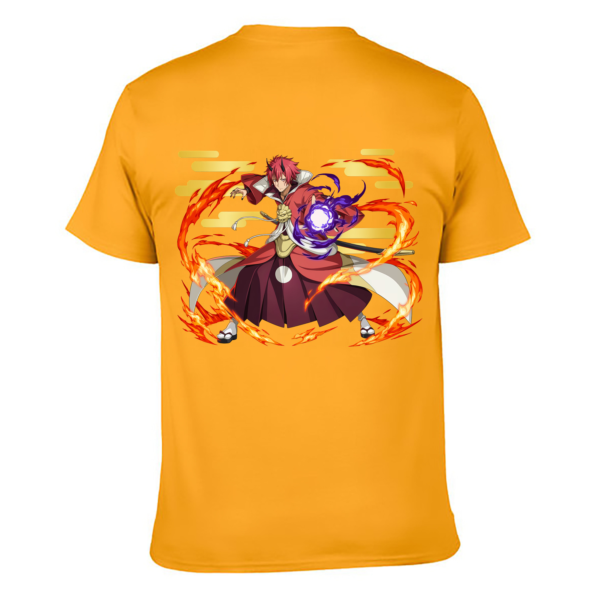 （画像用） 転スラ Regarding Reincarnated to Slime 綿100％ メンズ半袖Tシャツ（バックプリント） 通気性