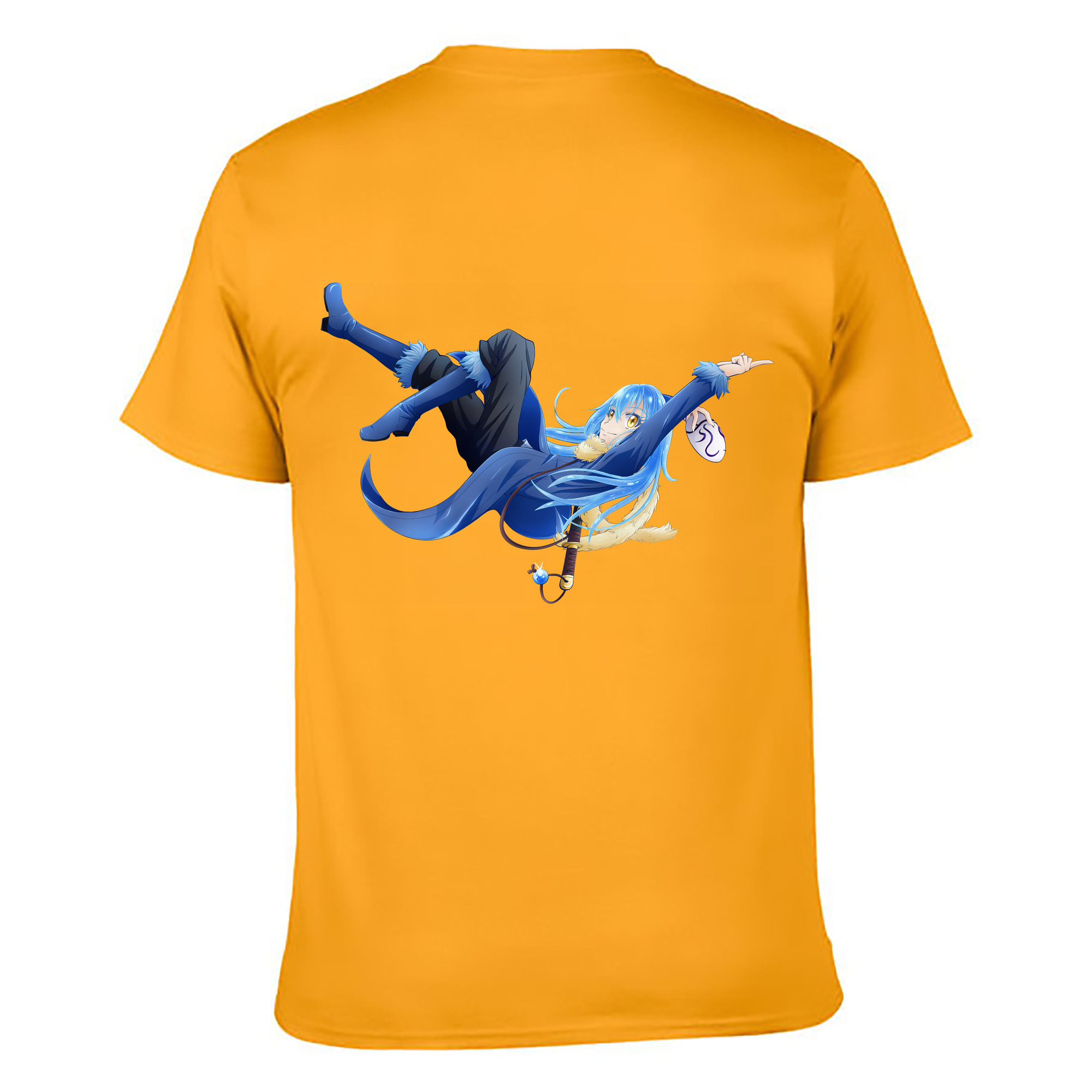 （画像用） 転スラ Regarding Reincarnated to Slime 綿100％ メンズ半袖Tシャツ（バックプリント） 通気性