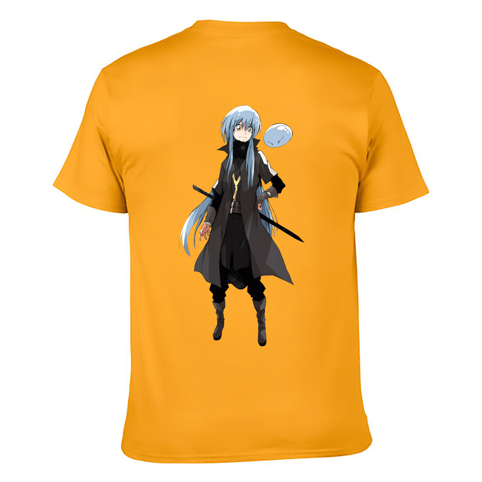 （画像用） 転スラ Regarding Reincarnated to Slime 綿100％ メンズ半袖Tシャツ（バックプリント） 通気性