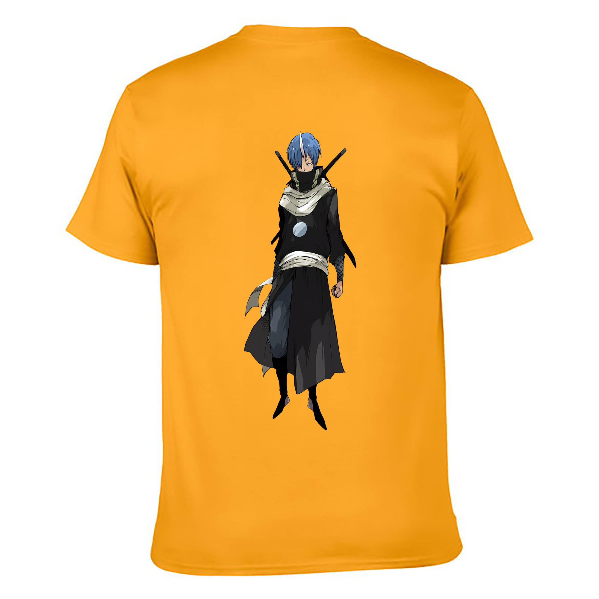（画像用） 転スラ Regarding Reincarnated to Slime 綿100％ メンズ半袖Tシャツ（バックプリント） 通気性