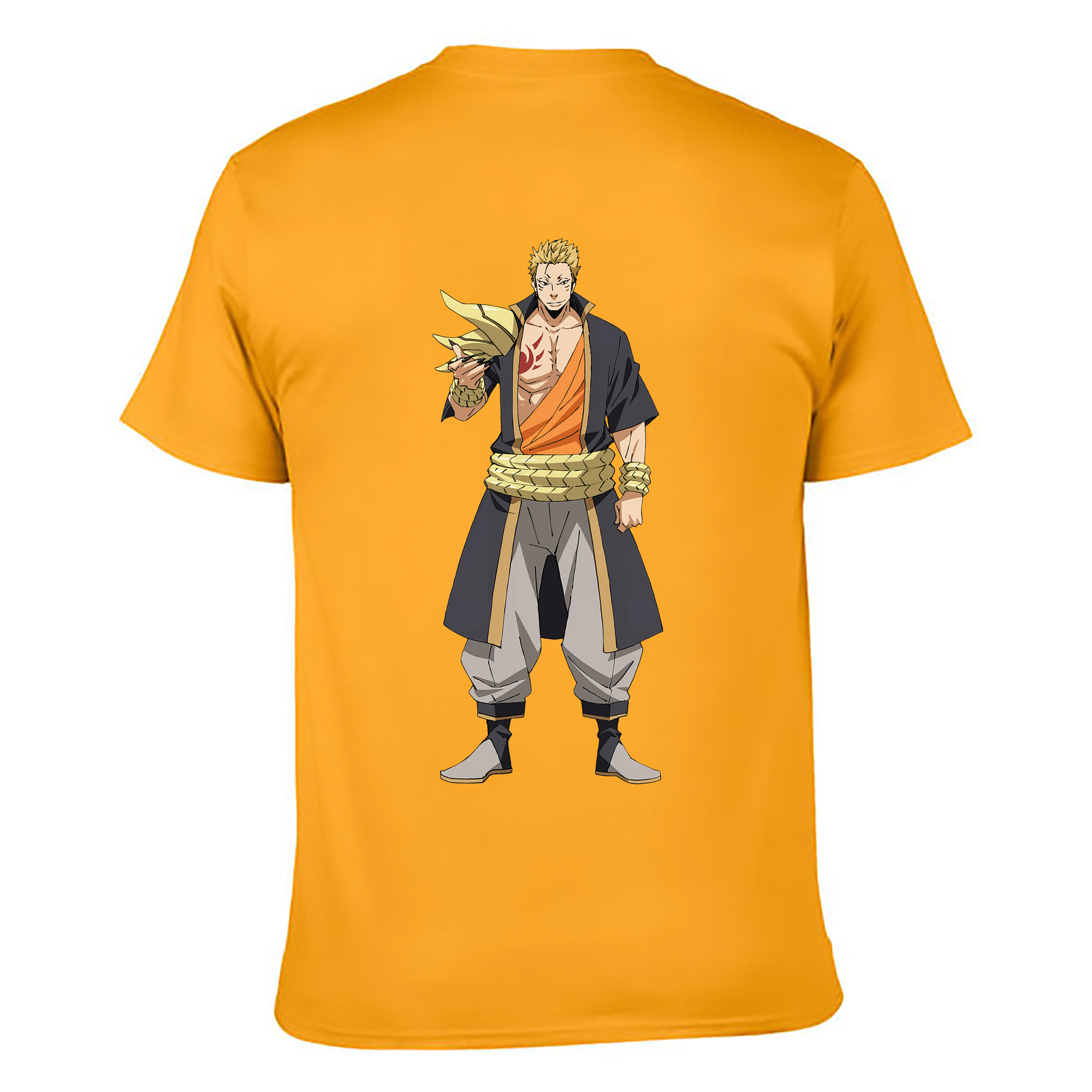（画像用） 転スラ Regarding Reincarnated to Slime 綿100％ メンズ半袖Tシャツ（バックプリント） 通気性