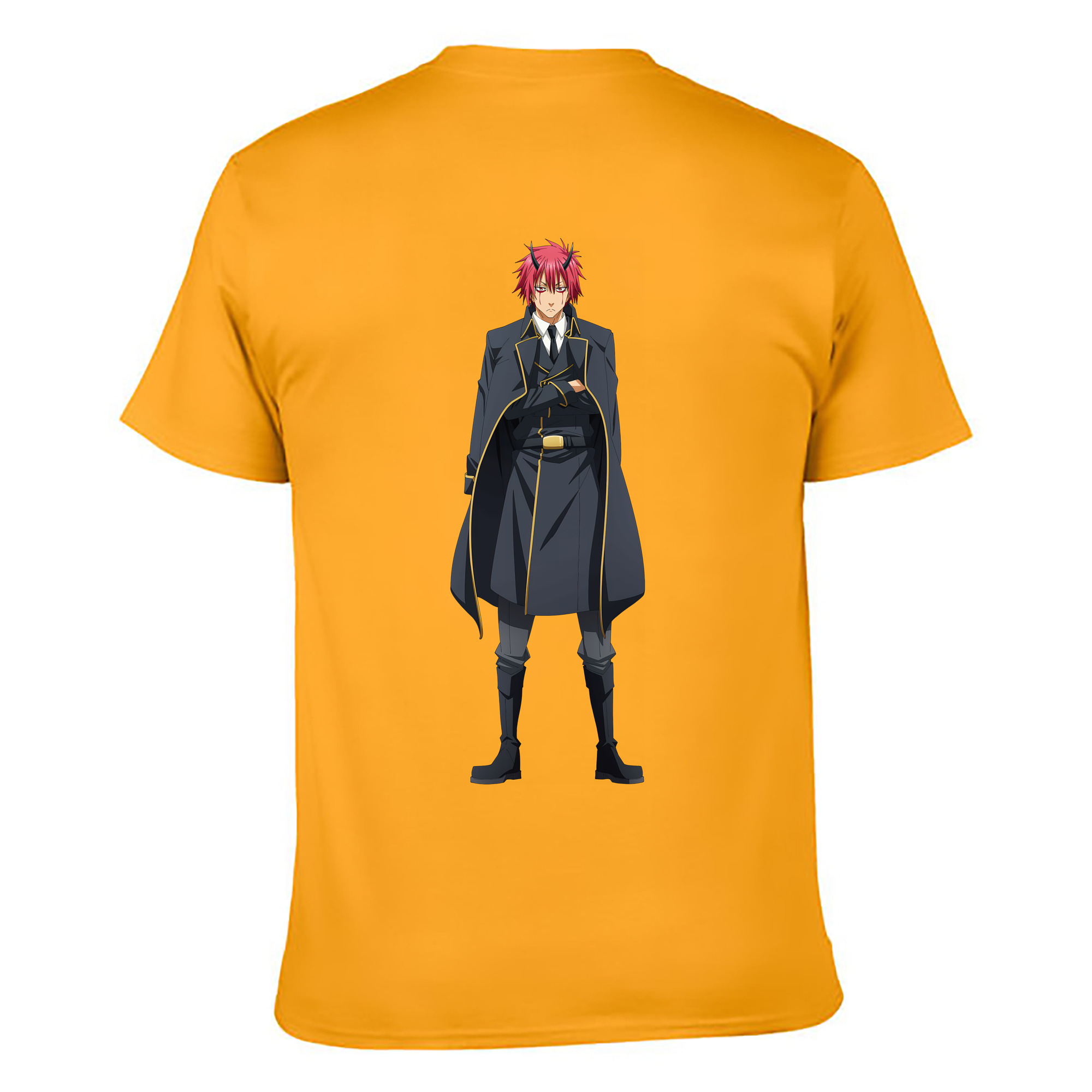 （画像用） 転スラ Regarding Reincarnated to Slime 綿100％ メンズ半袖Tシャツ（バックプリント） 通気性