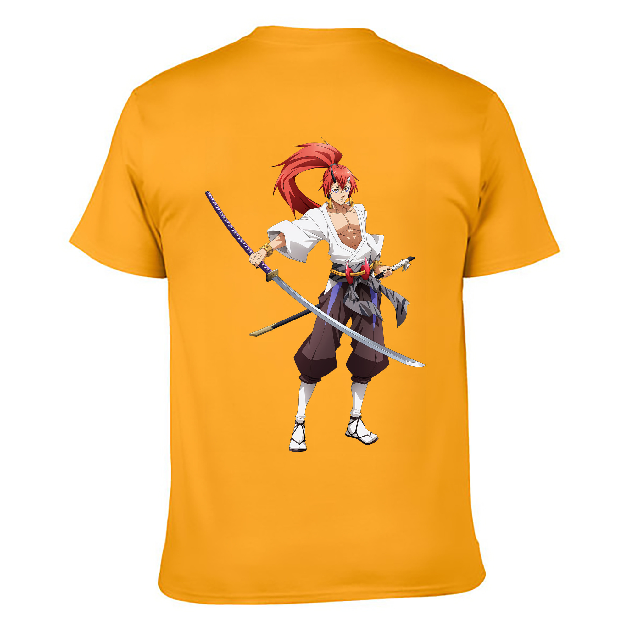 （画像用） 転スラ Regarding Reincarnated to Slime 綿100％ メンズ半袖Tシャツ（バックプリント） 通気性