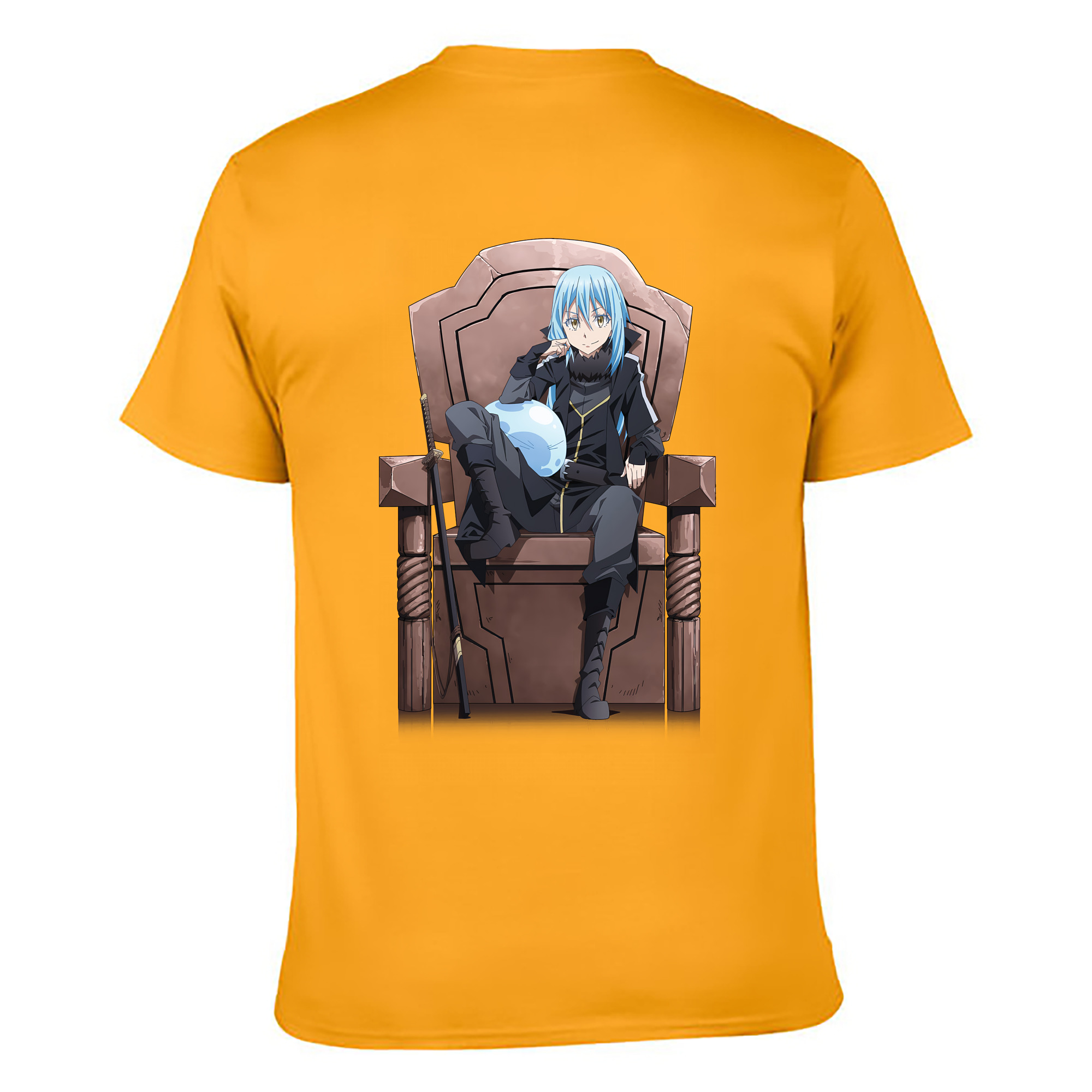 （画像用） 転スラ Regarding Reincarnated to Slime 綿100％ メンズ半袖Tシャツ（バックプリント） 通気性