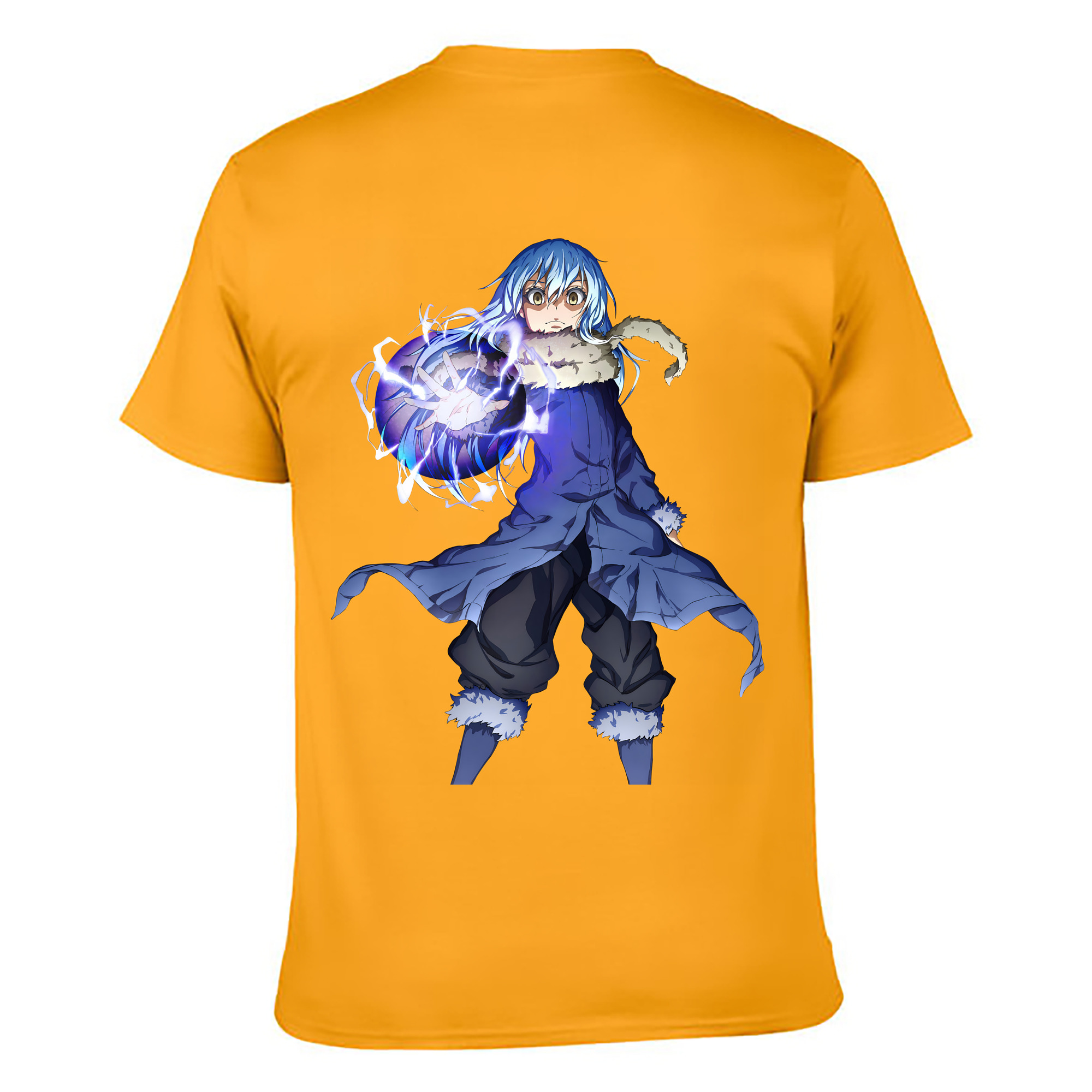 （画像用） 転スラ Regarding Reincarnated to Slime 綿100％ メンズ半袖Tシャツ（バックプリント） 通気性