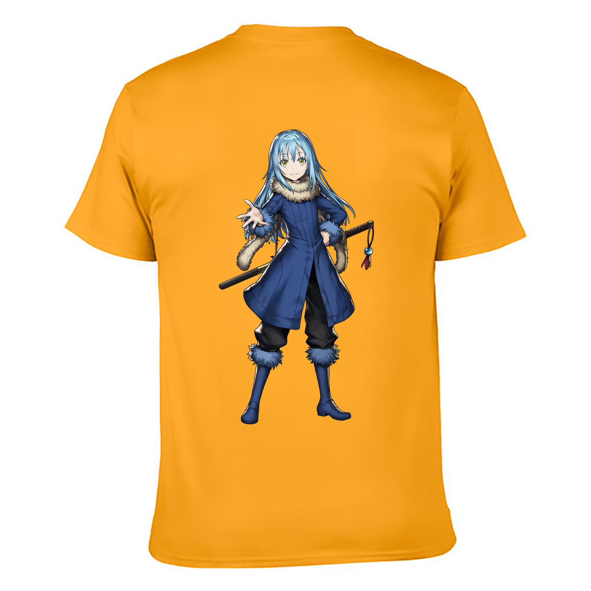 （画像用） 転スラ Regarding Reincarnated to Slime 綿100％ メンズ半袖Tシャツ（バックプリント） 通気性