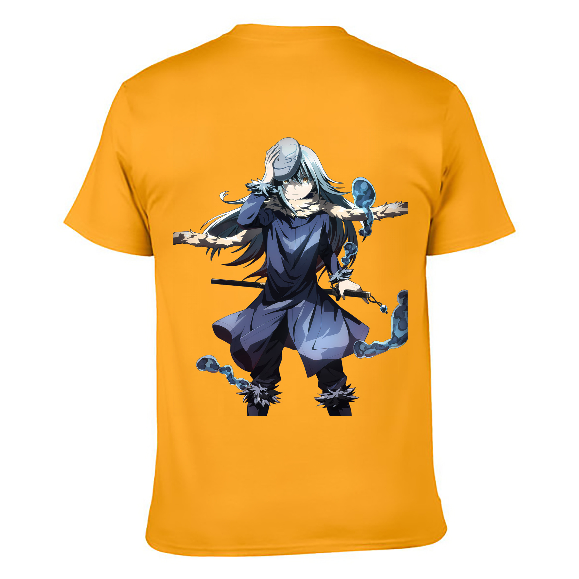 （画像用） 転スラ Regarding Reincarnated to Slime 綿100％ メンズ半袖Tシャツ（バックプリント） 通気性
