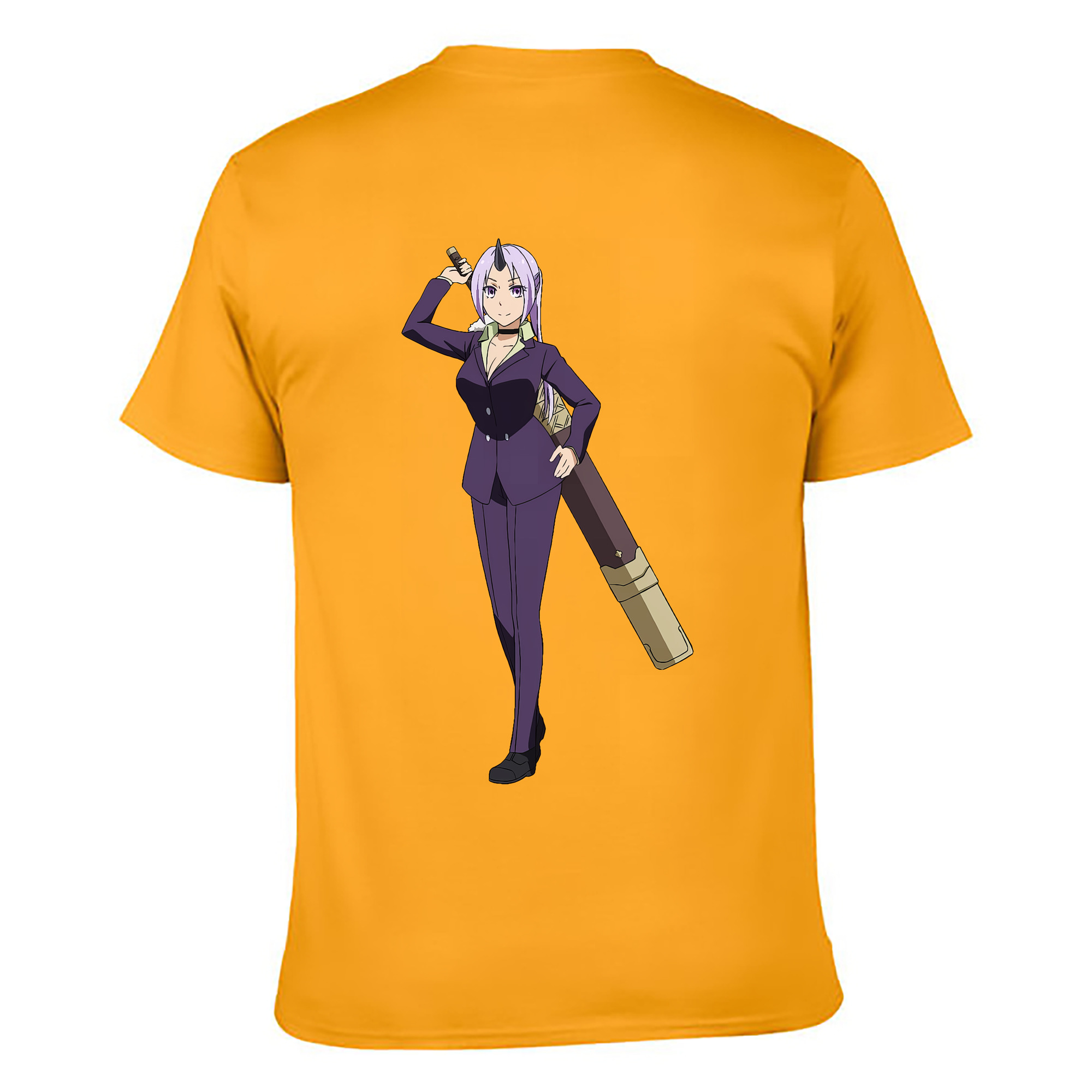 （画像用） 転スラ Regarding Reincarnated to Slime 綿100％ メンズ半袖Tシャツ（バックプリント） 通気性