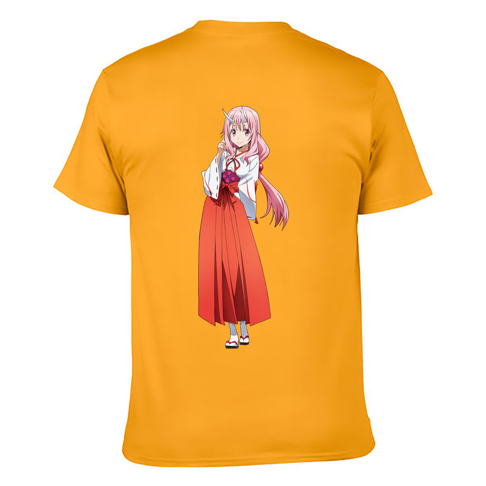 （画像用） 転スラ Regarding Reincarnated to Slime 綿100％ メンズ半袖Tシャツ（バックプリント） 通気性