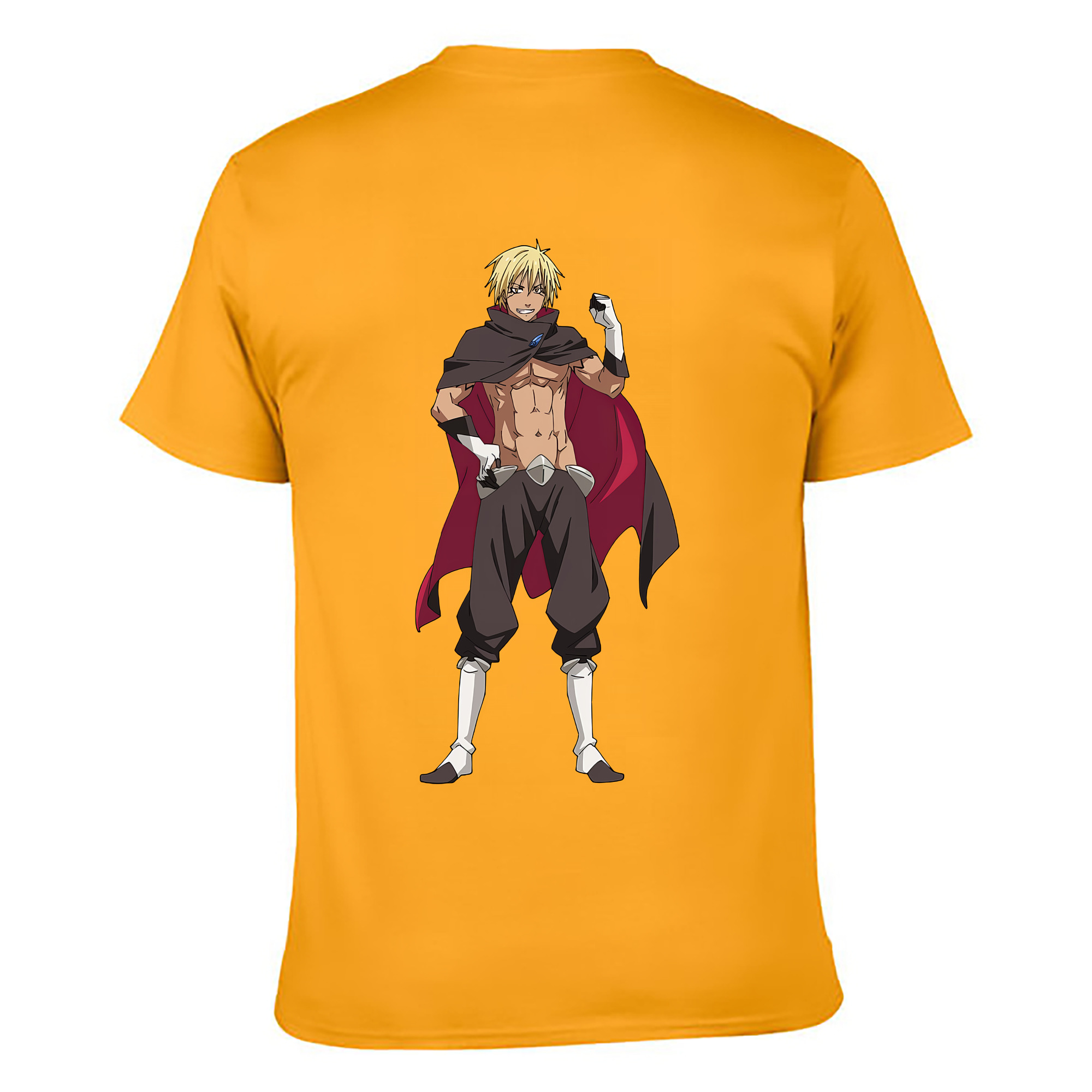 （画像用） 転スラ Regarding Reincarnated to Slime 綿100％ メンズ半袖Tシャツ（バックプリント） 通気性
