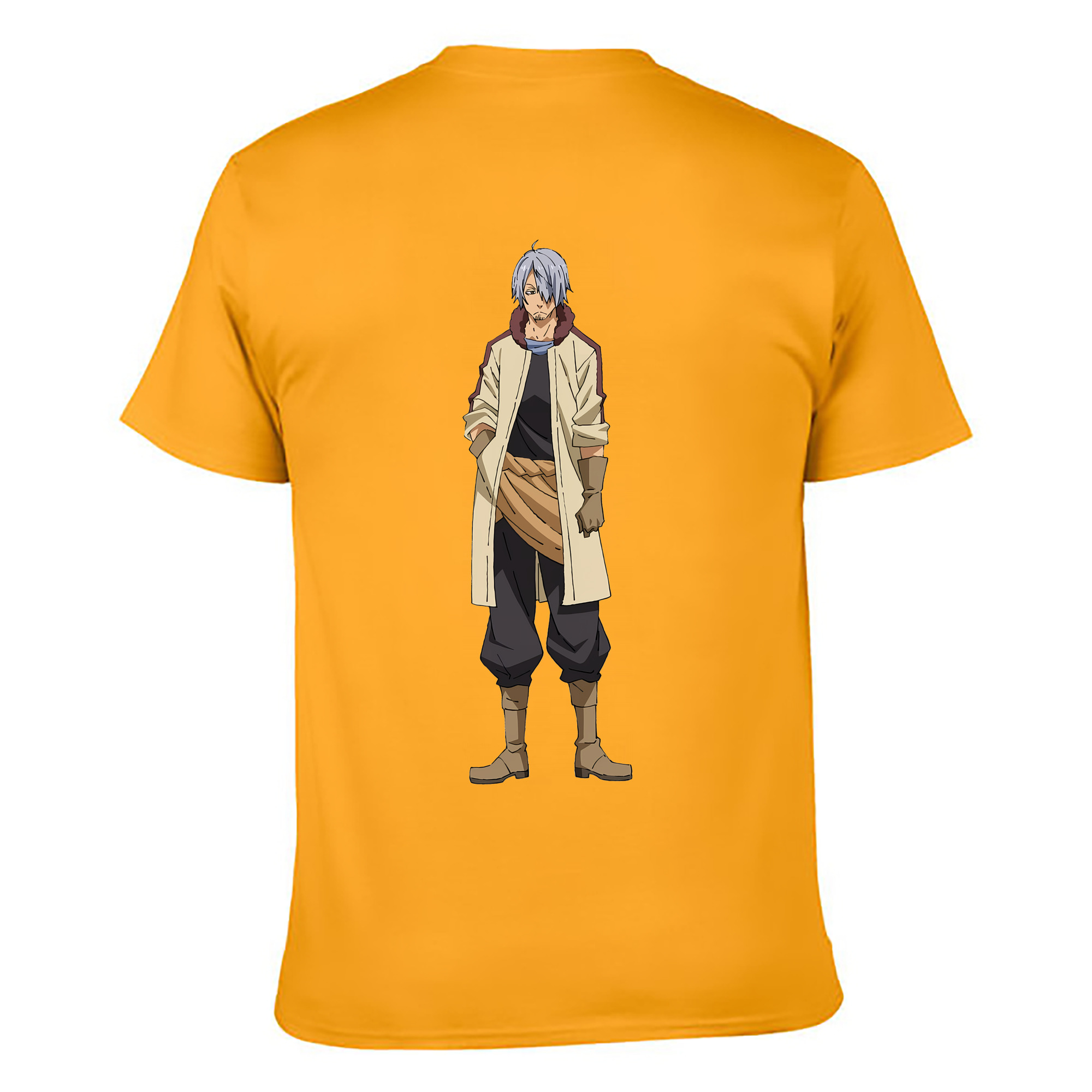 （画像用） 転スラ Regarding Reincarnated to Slime 綿100％ メンズ半袖Tシャツ（バックプリント） 通気性