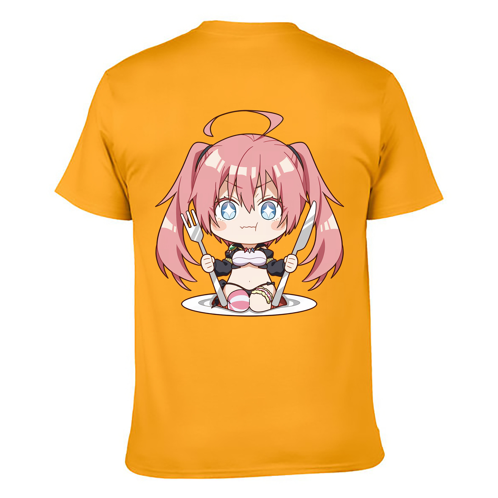 （画像用） 転スラ Regarding Reincarnated to Slime 綿100％ メンズ半袖Tシャツ（バックプリント） 通気性